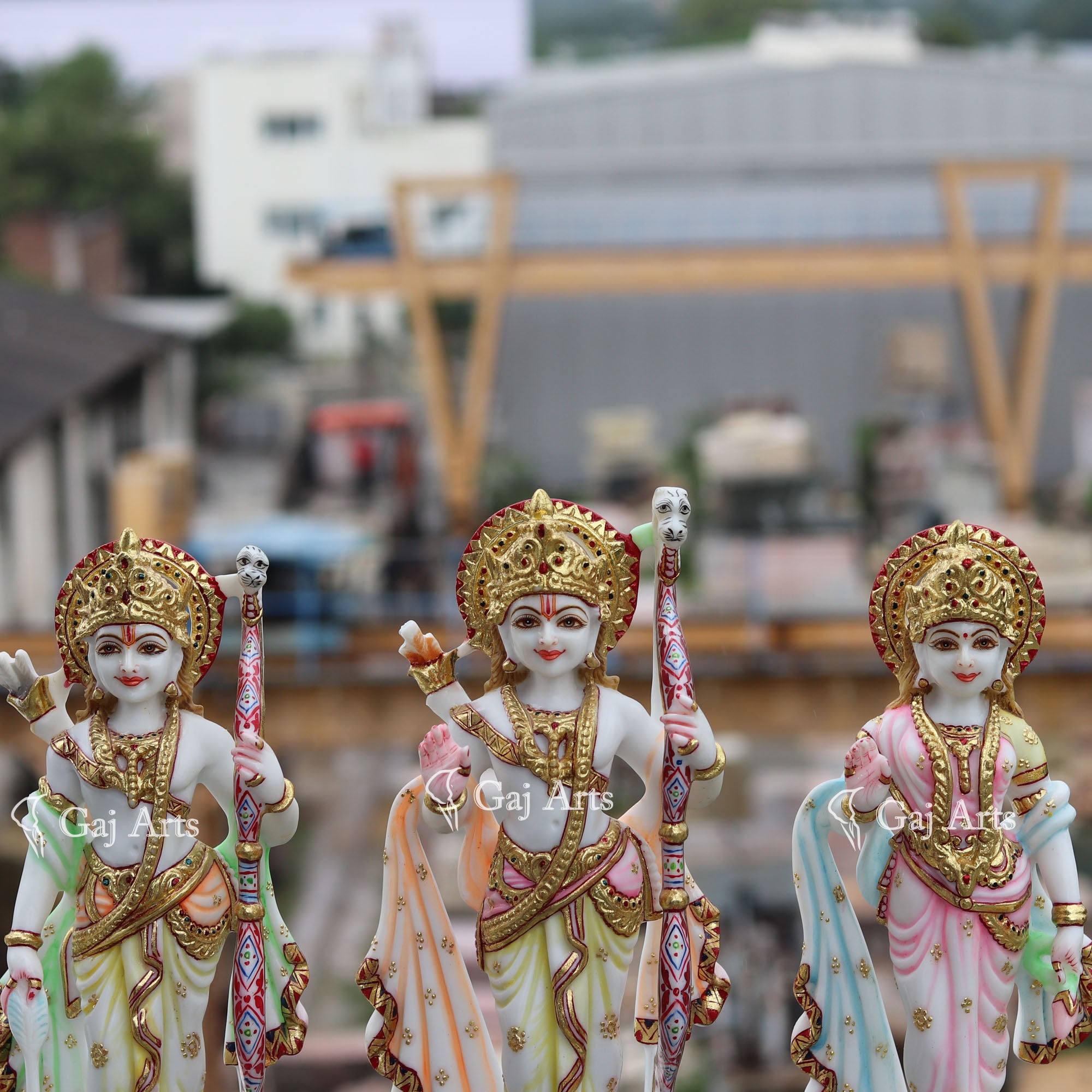 Natural Marble Ram Jodi Idol | 12 Inch