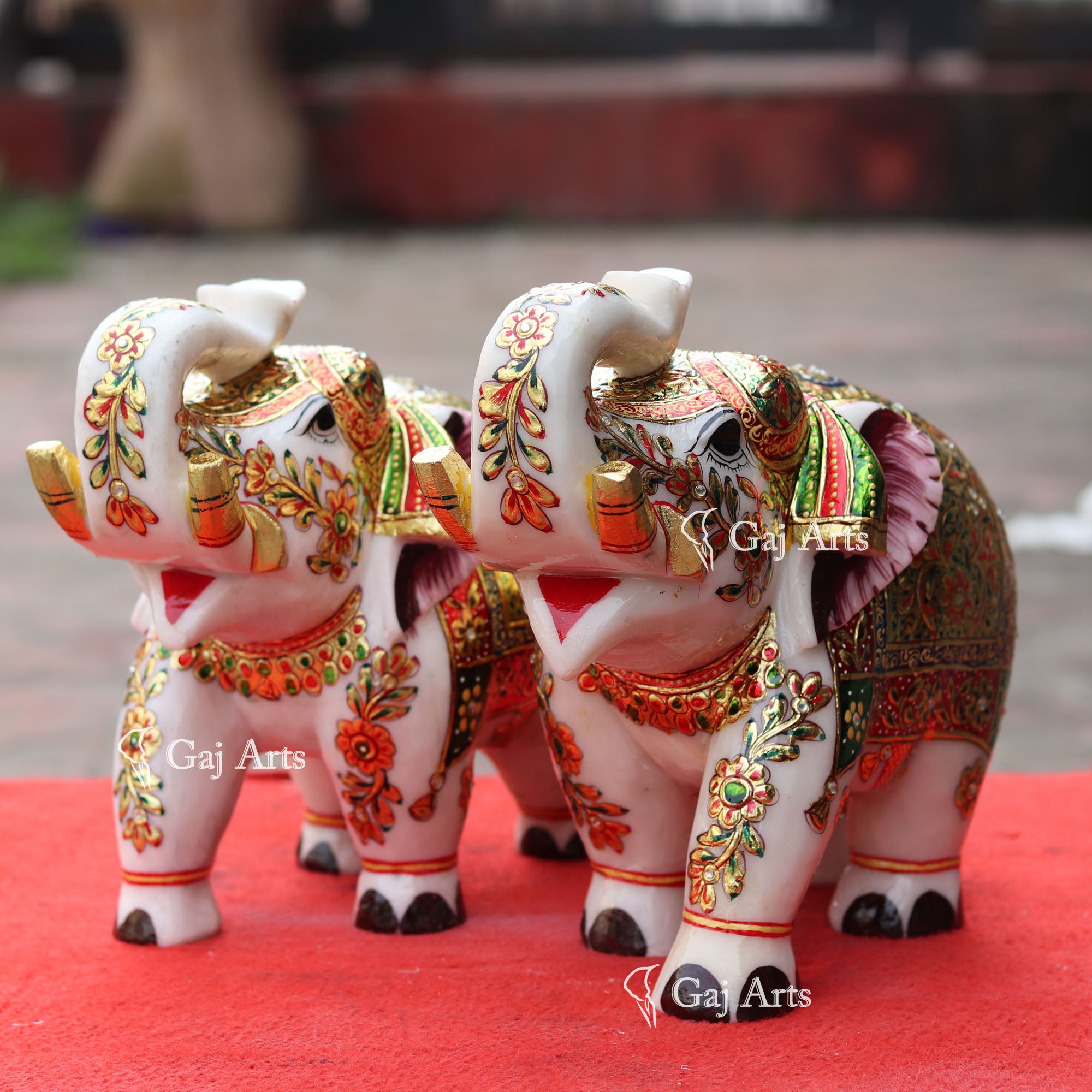 White Marble Elephant Idol | 12 Inch