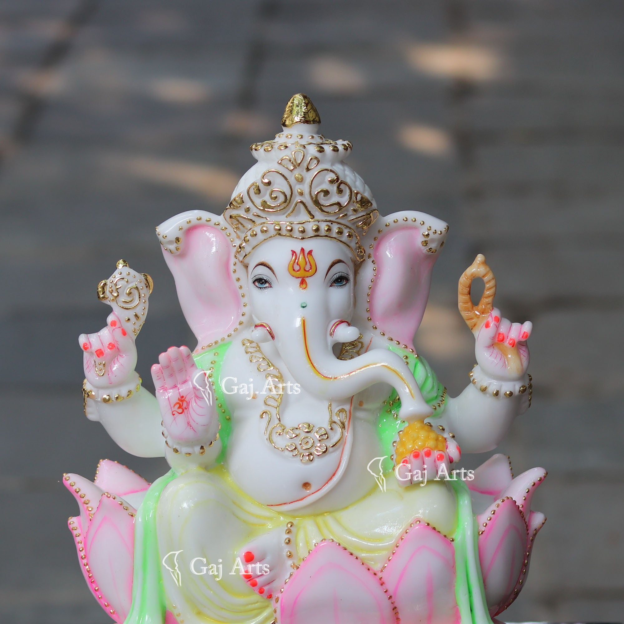 White Marble Ethiopia Ganesh Idol | 15 Inch