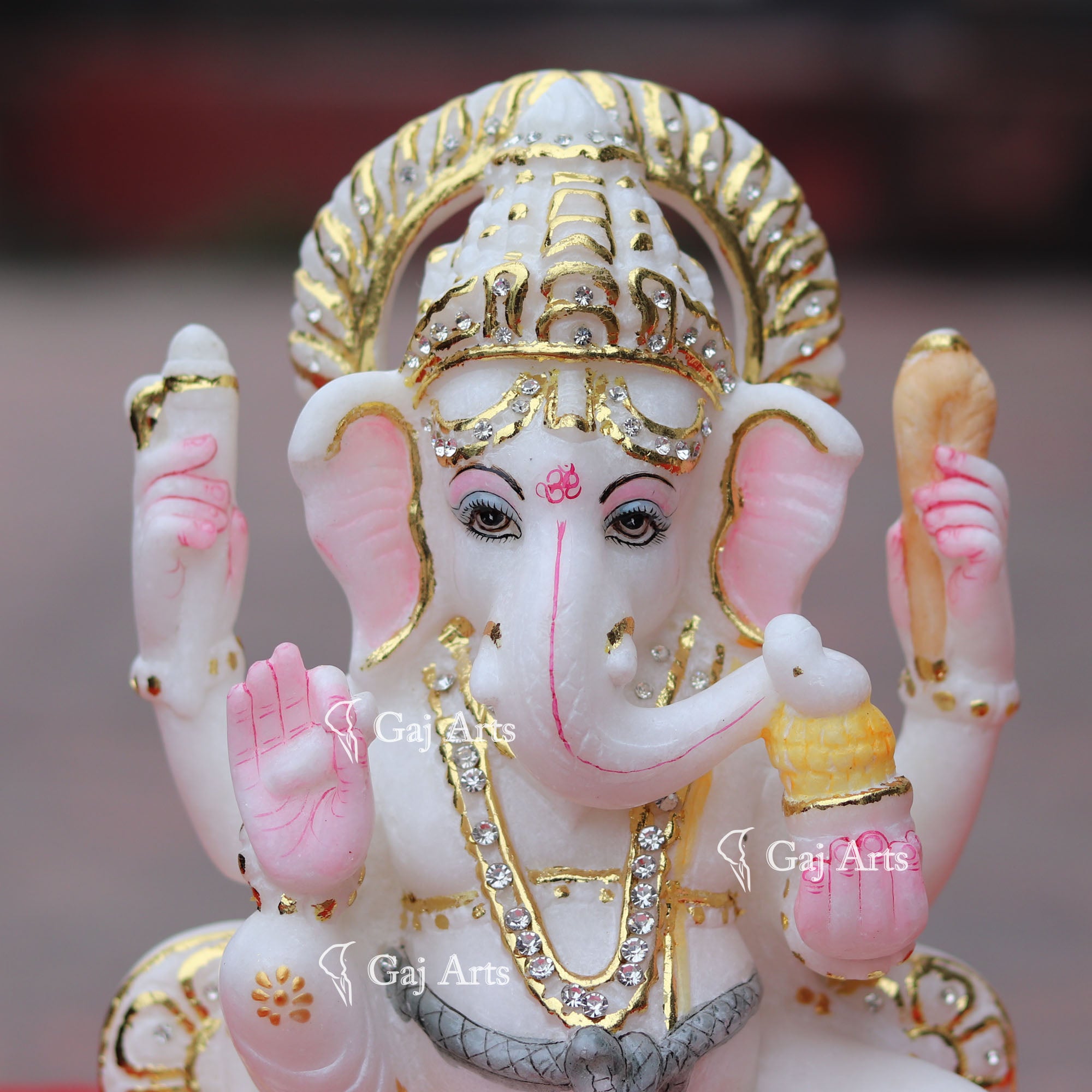 Super White Makrana Marble Ganesh Idol | 9 Inch