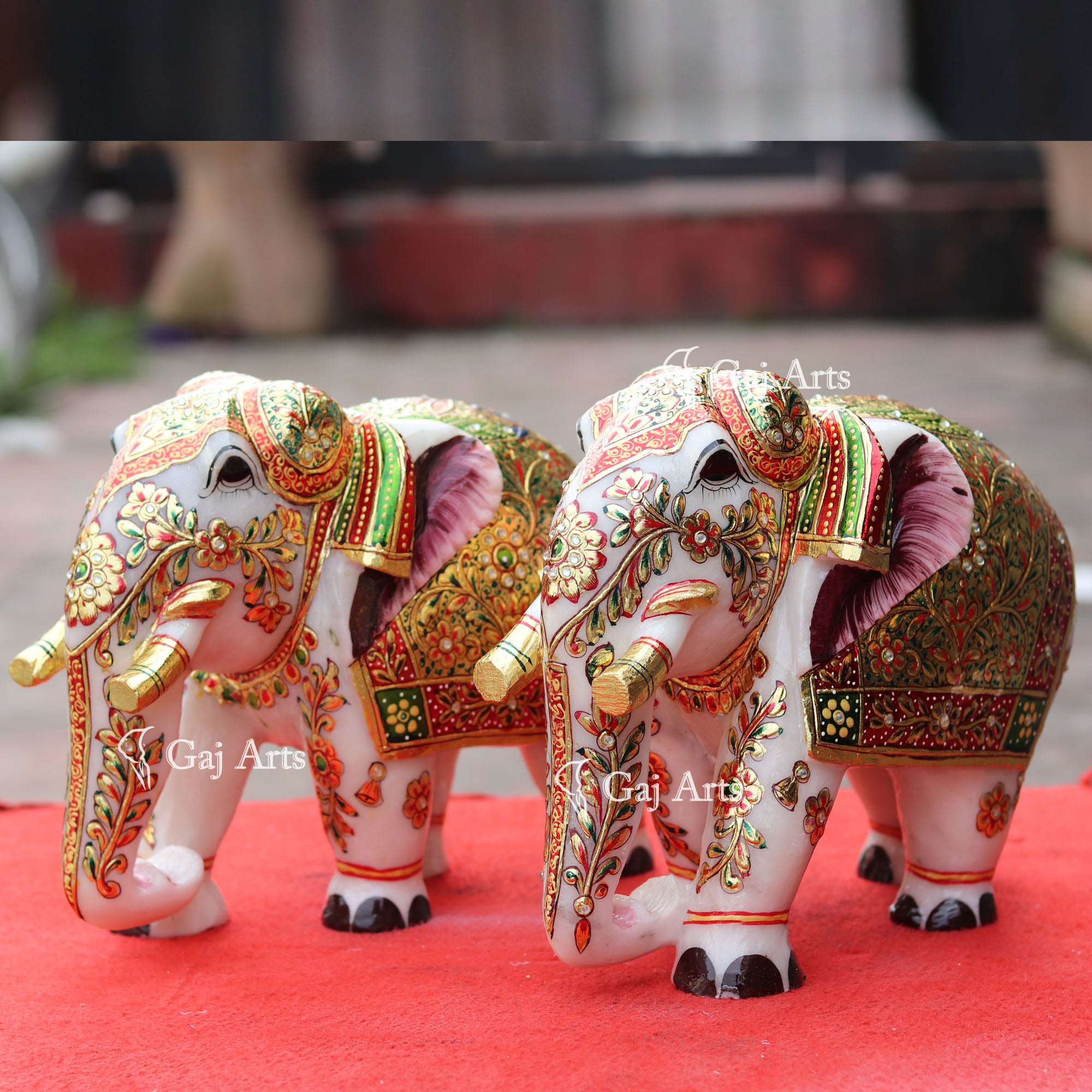 White Marble Elephant Statue | 12 Inch
