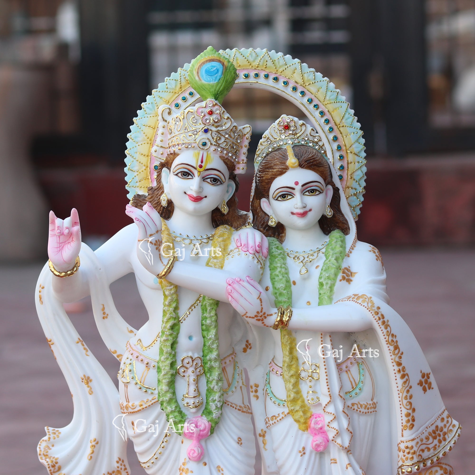 Makrana Marble Powder Radha Krishna Jodi Murti | 24 Inch