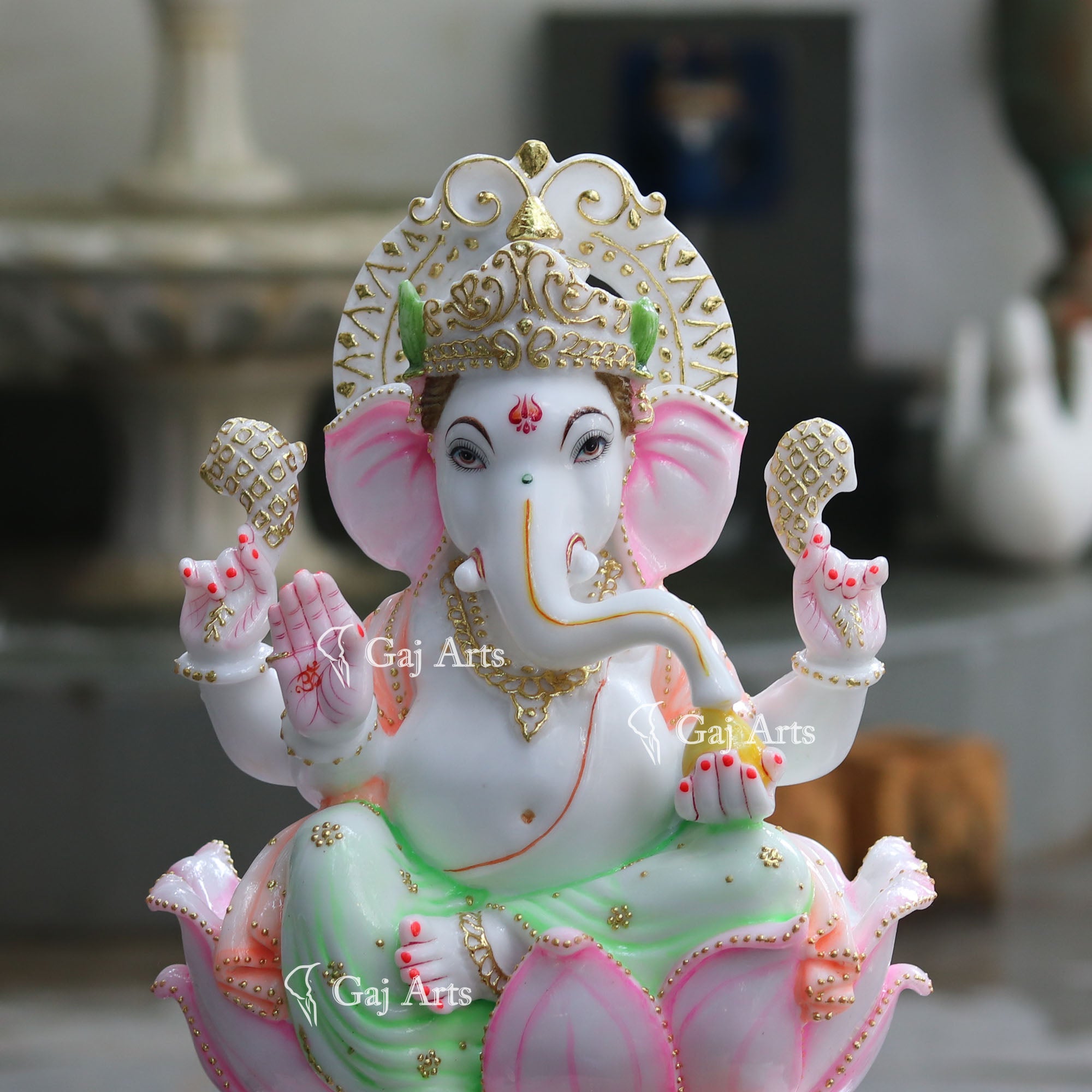 White Marble Ethiopia Ganesh Idol | 18 Inch