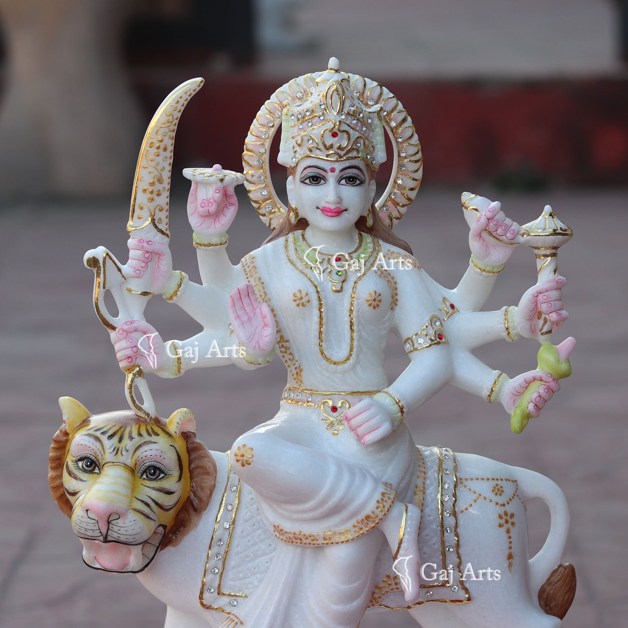 White Marble Durga Mata Idol | 18 Inch