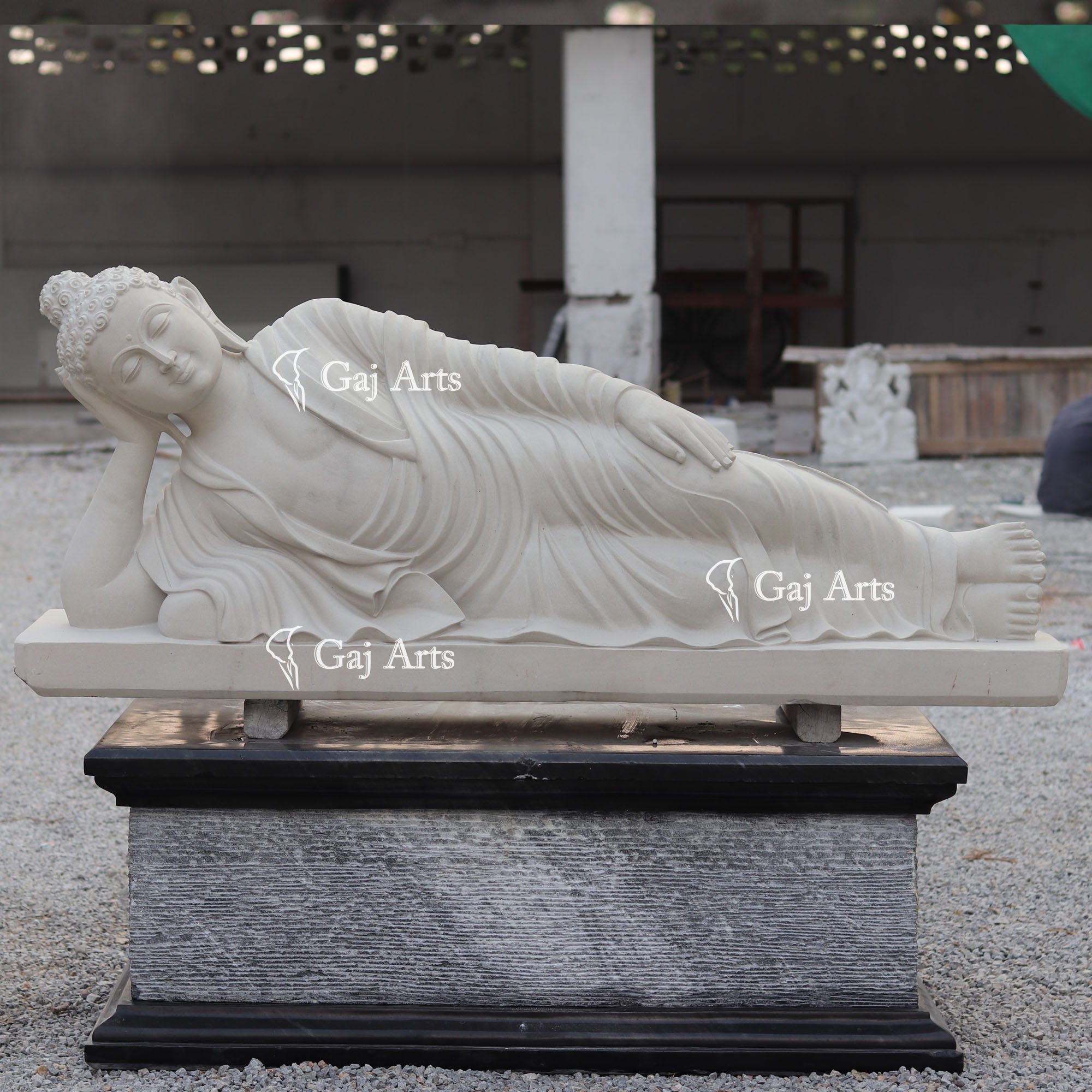 Sleeping Buddha Statue in Sandstone | 60 Inch