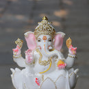 White Ganpati Idol on Lotus | 12 Inch