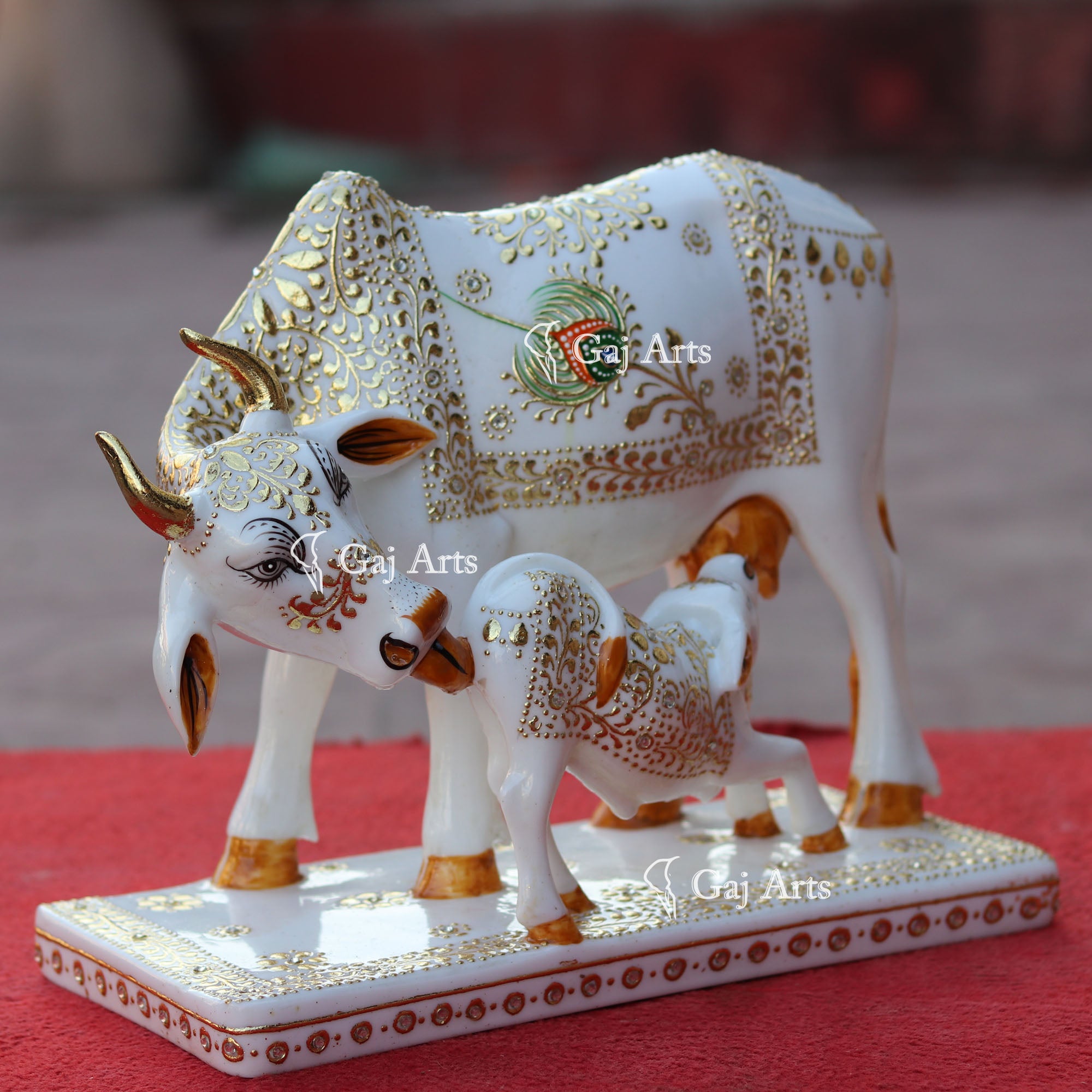Makrana Marble Sacred Cow Idol | 12 Inch