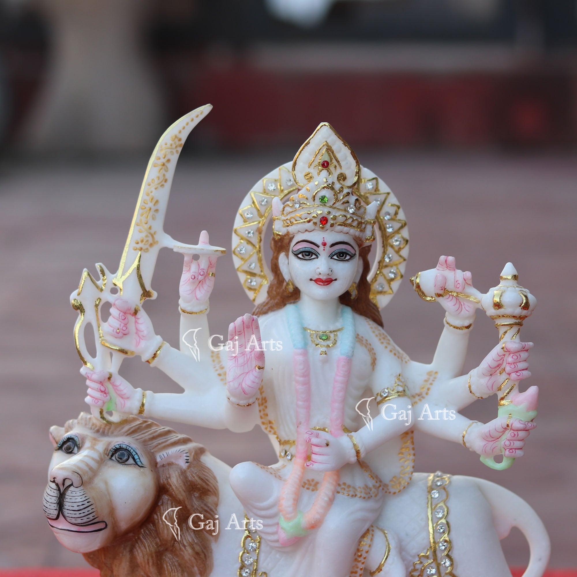 Marble Durga Mata Idol | 12 Inch