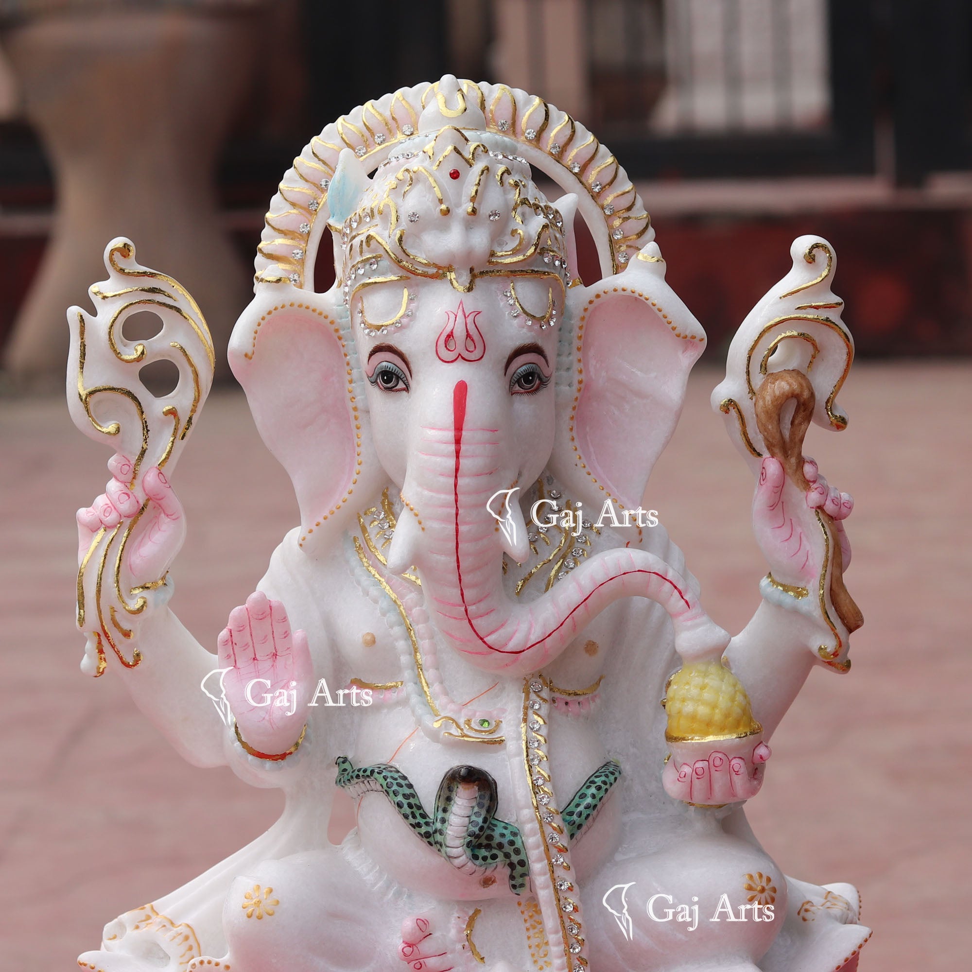Super White Makrana Marble Ganesh Idol | 18 Inch