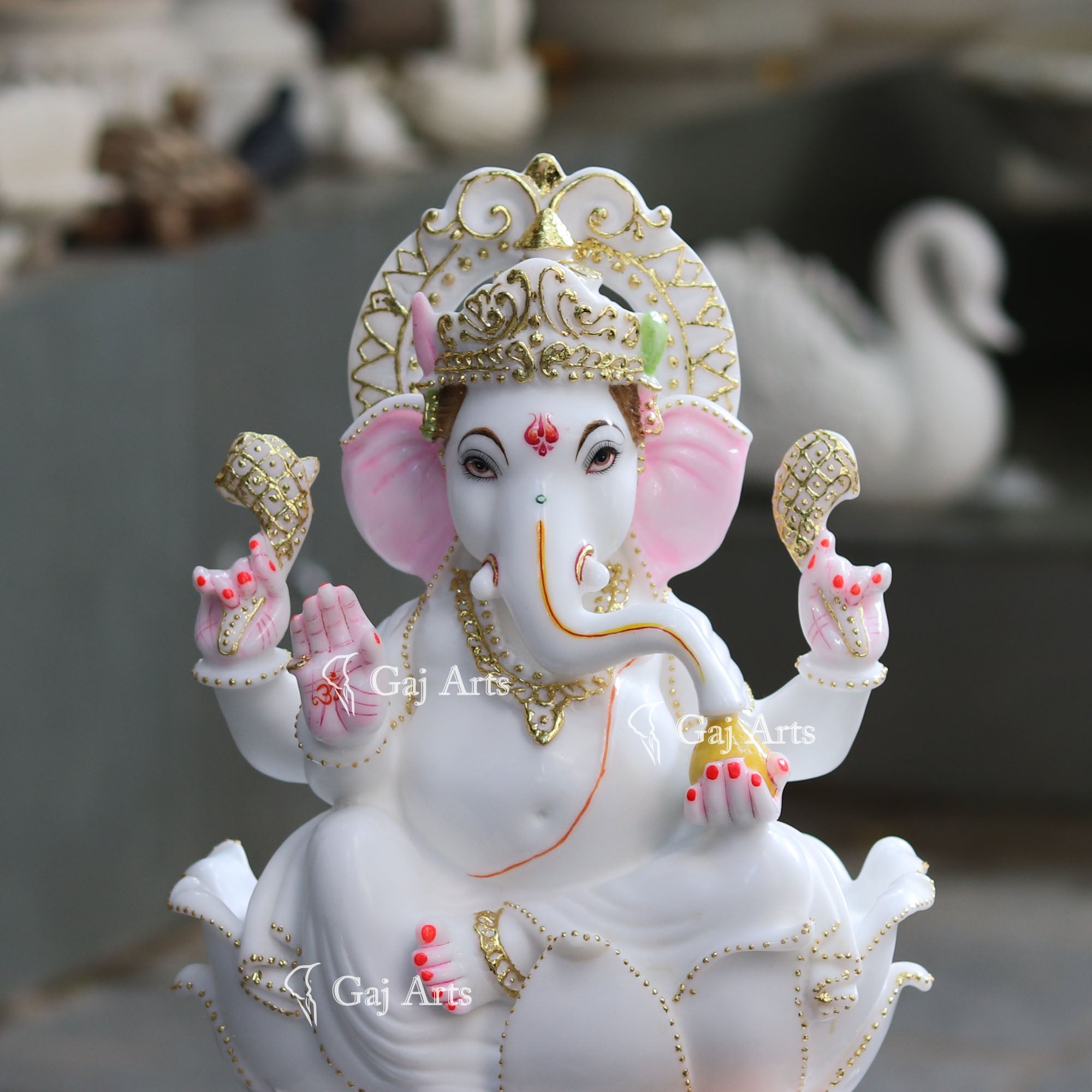 White Marble Ethiopia Ganesh Idol | 18 Inch