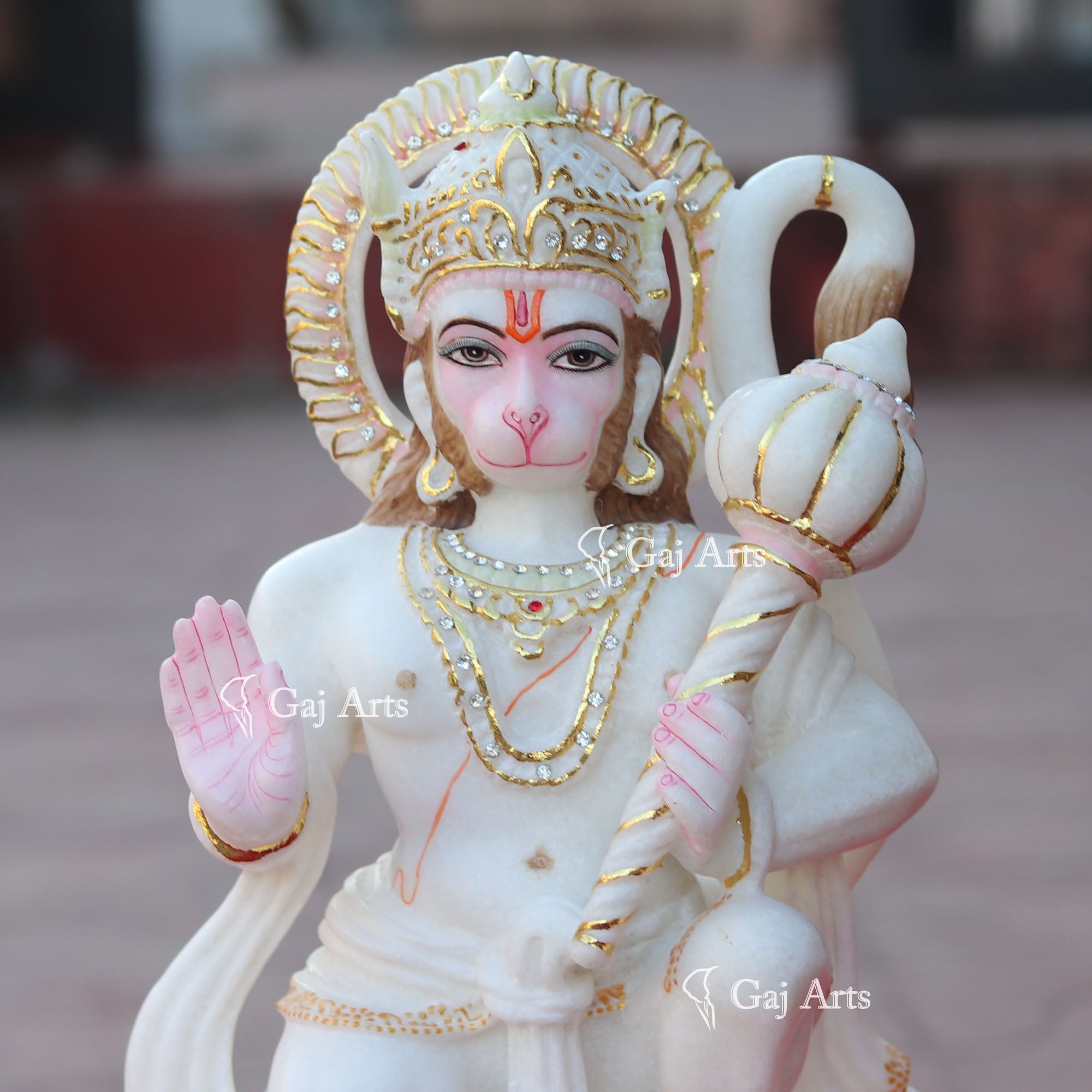 Makrana Marble Hanuman Ji Idol | 15 Inch
