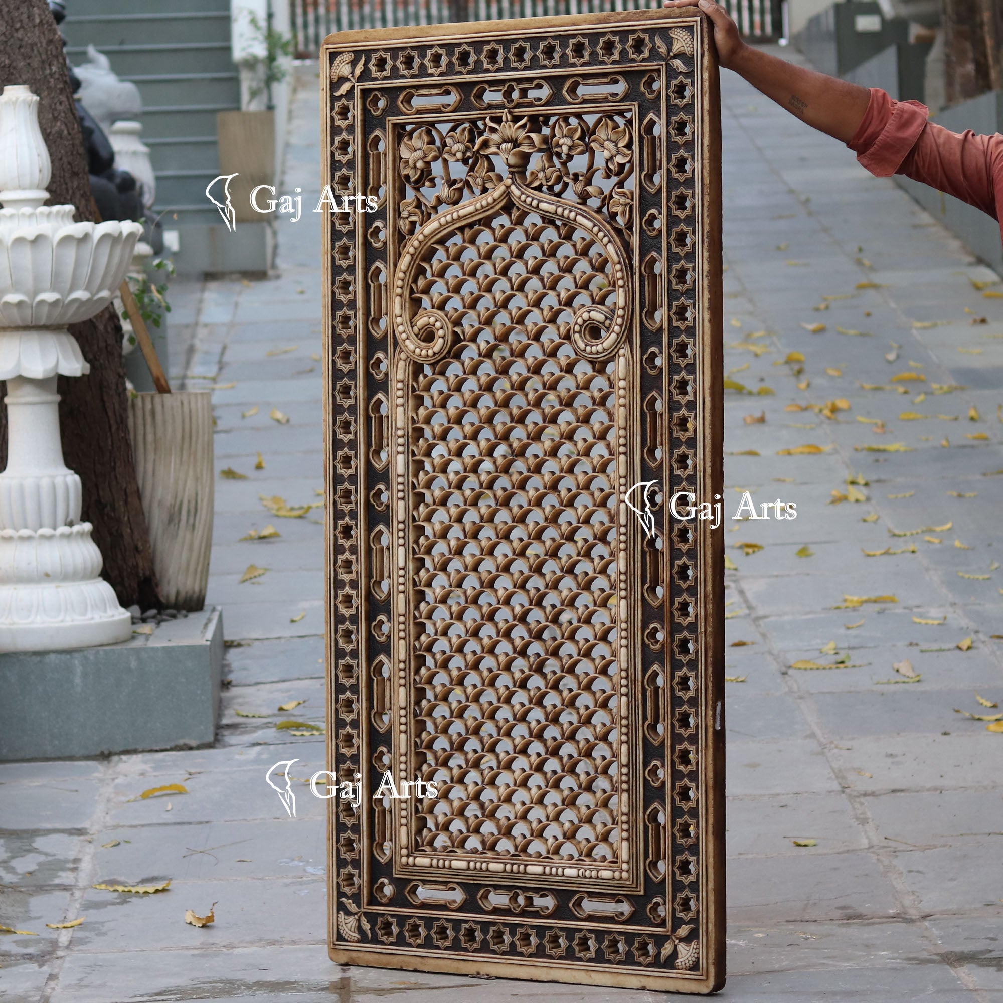 White Marble Jali Wall Panel | 72 Inch