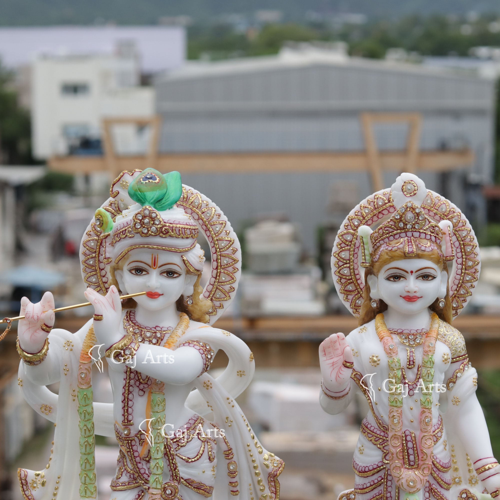 Natural Marble Radha Krishna Idol | 18 Inch