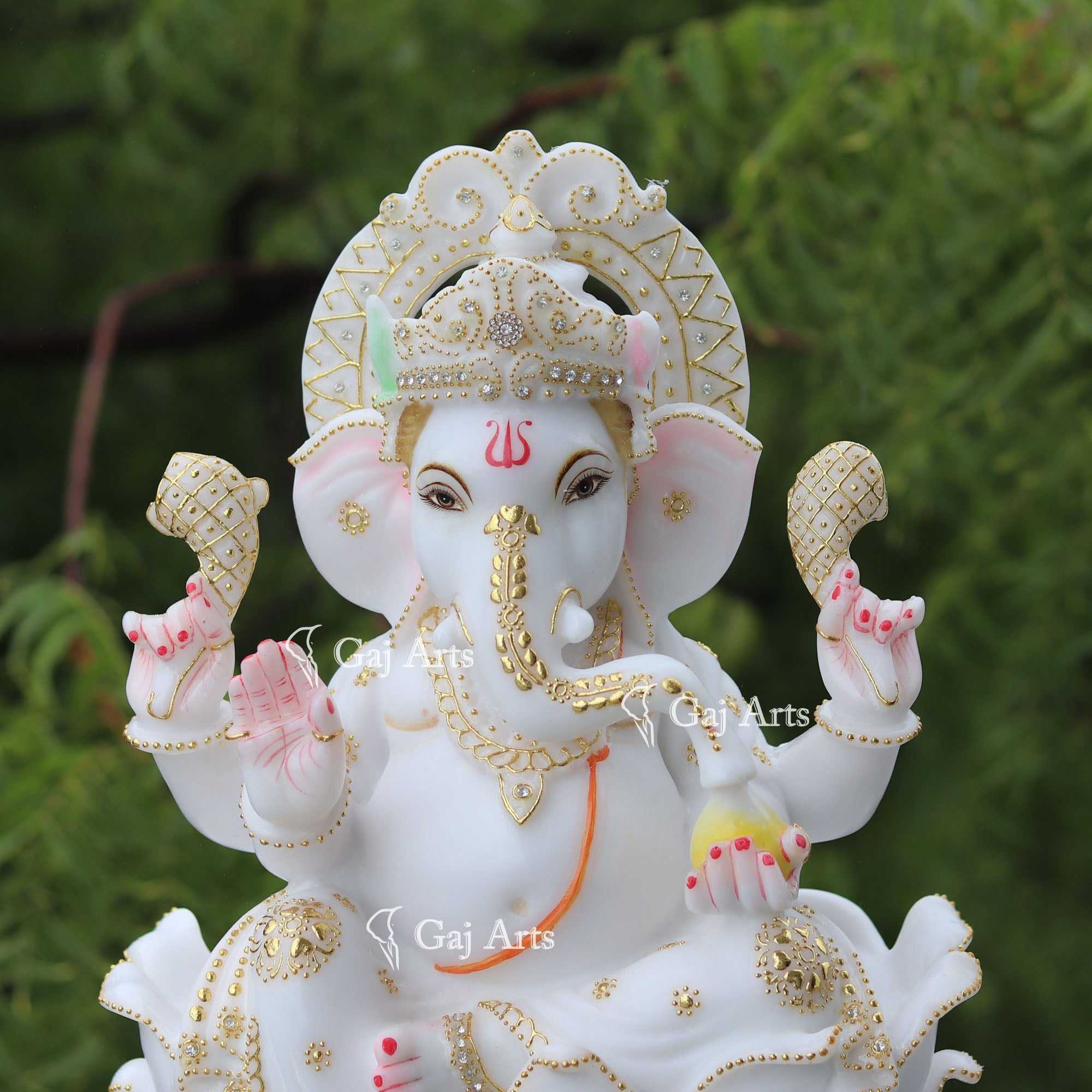 White Marble Ethiopia Ganesh Idol | 18 Inch