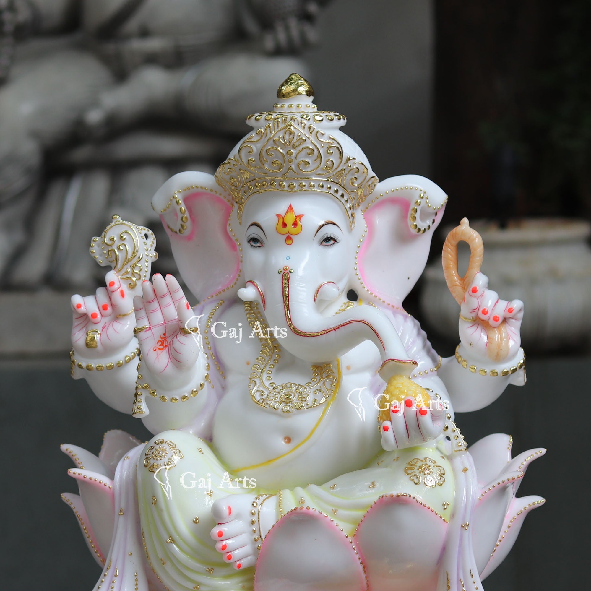 White Marble Ethiopia Ganesh Idol | 24 Inch