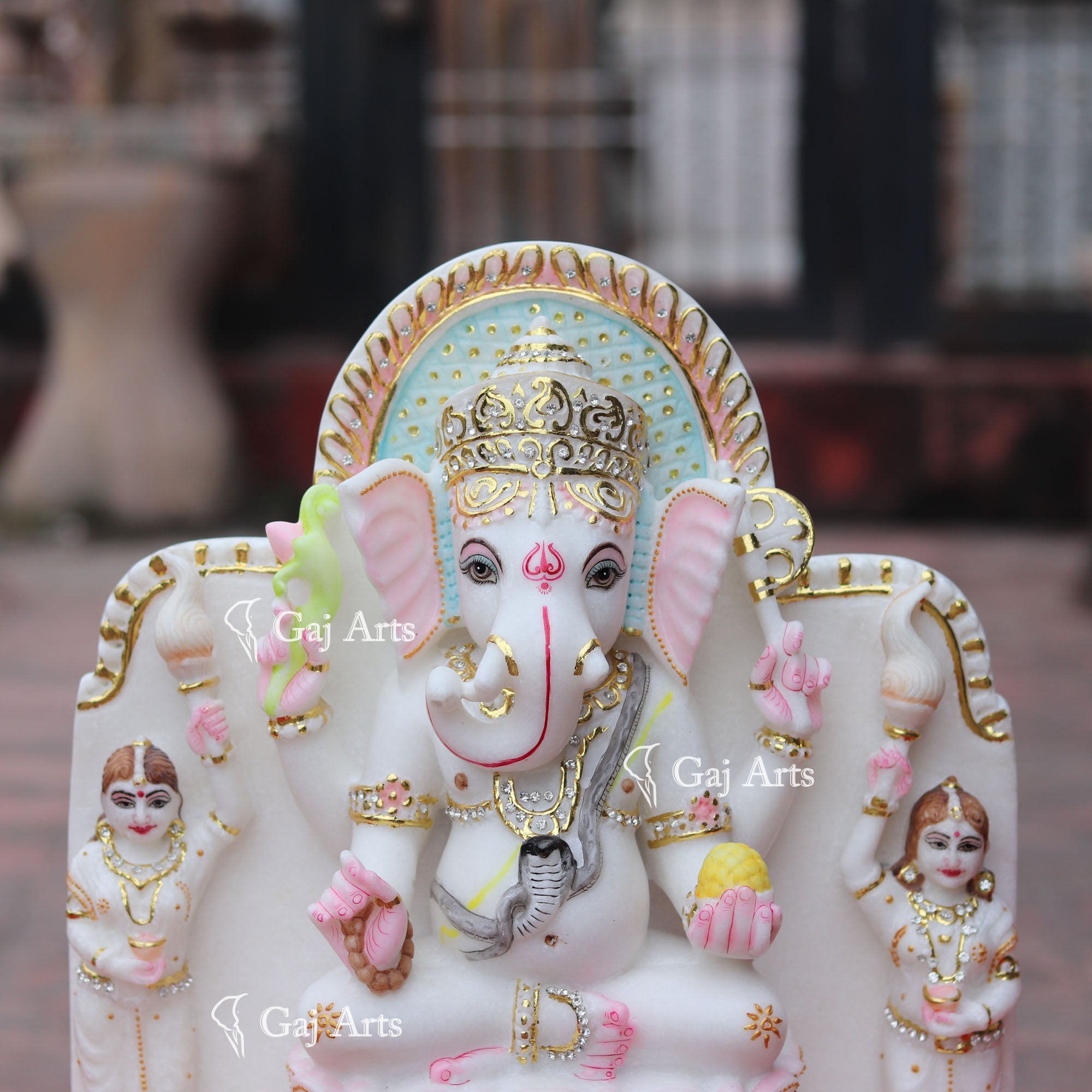 Super White Makrana Marble Ganesh Murti | 18 Inch