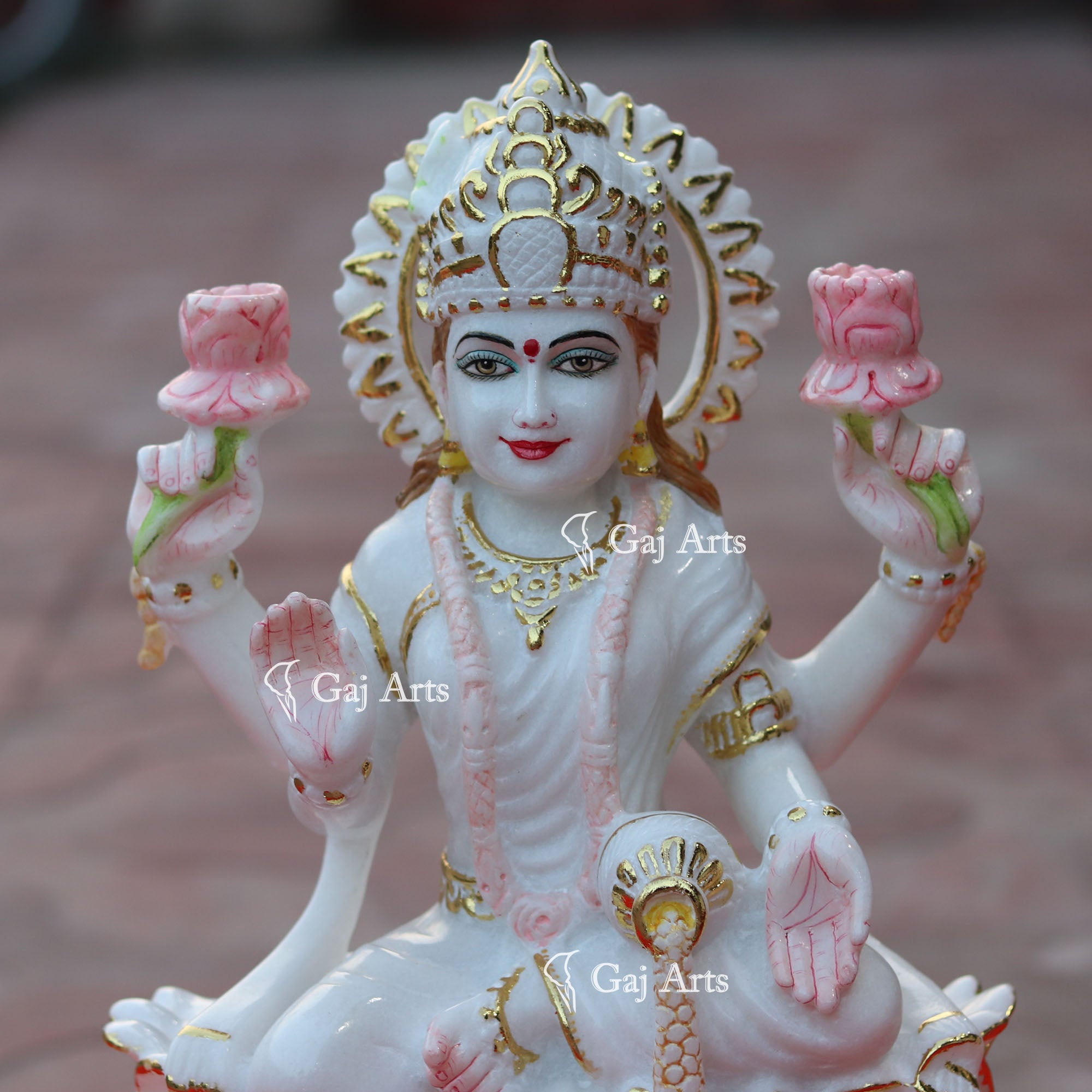 White Marble Lakshmi Mata Statue | 15 Inch