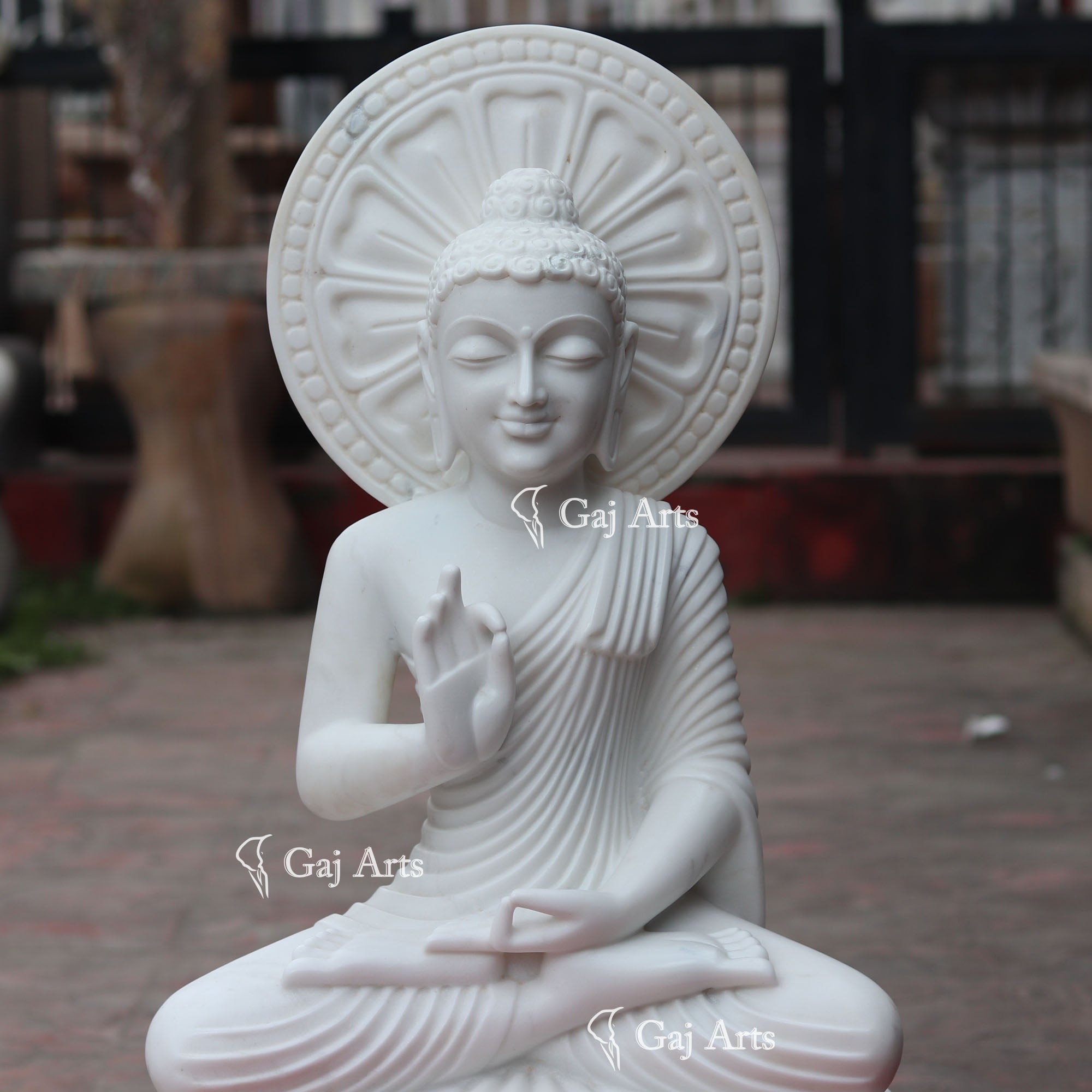 White Marble Sitting Buddha Statue | 30 Inch