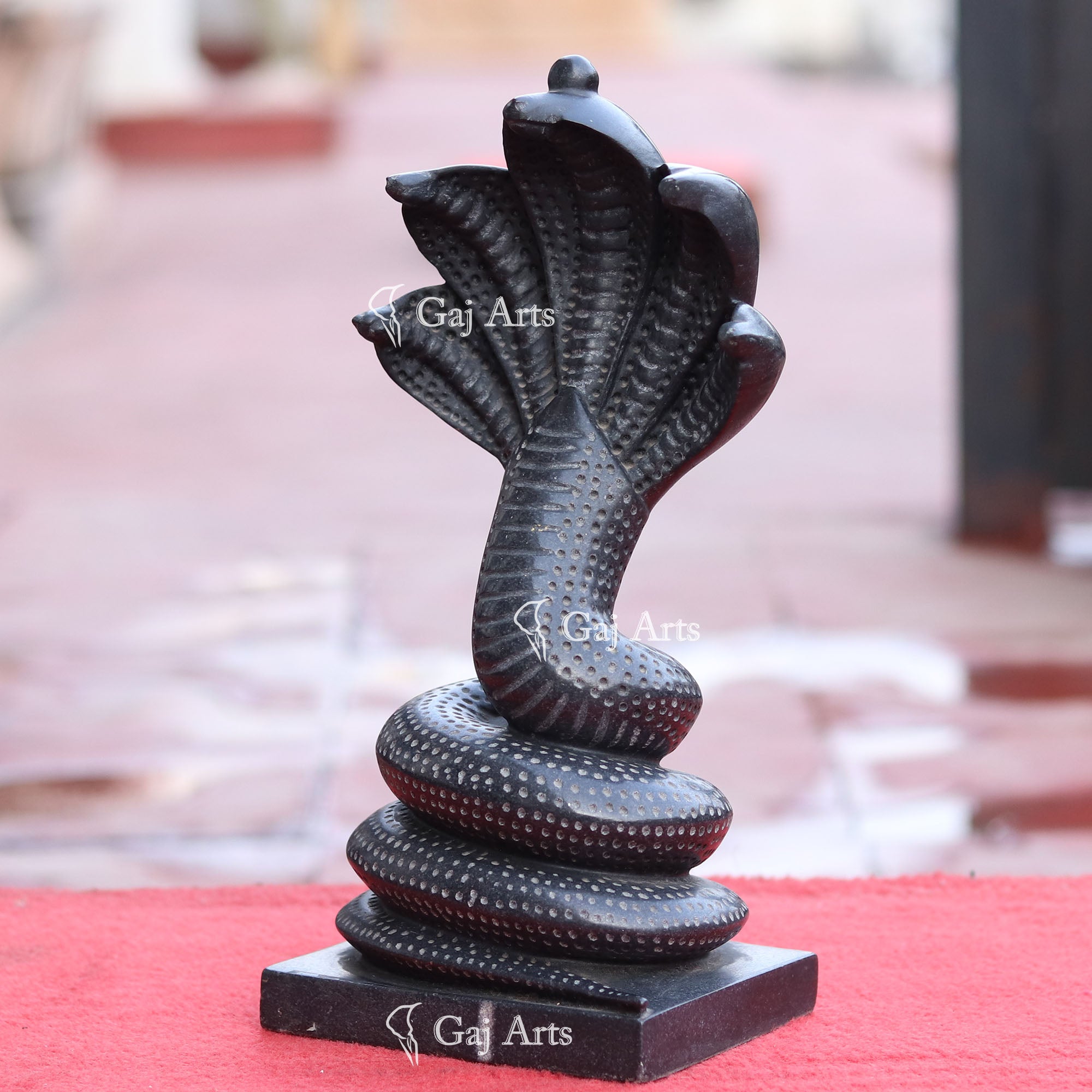 Rajasthan Black Marble Five Headed Naag Dev Statue | 12 Inch