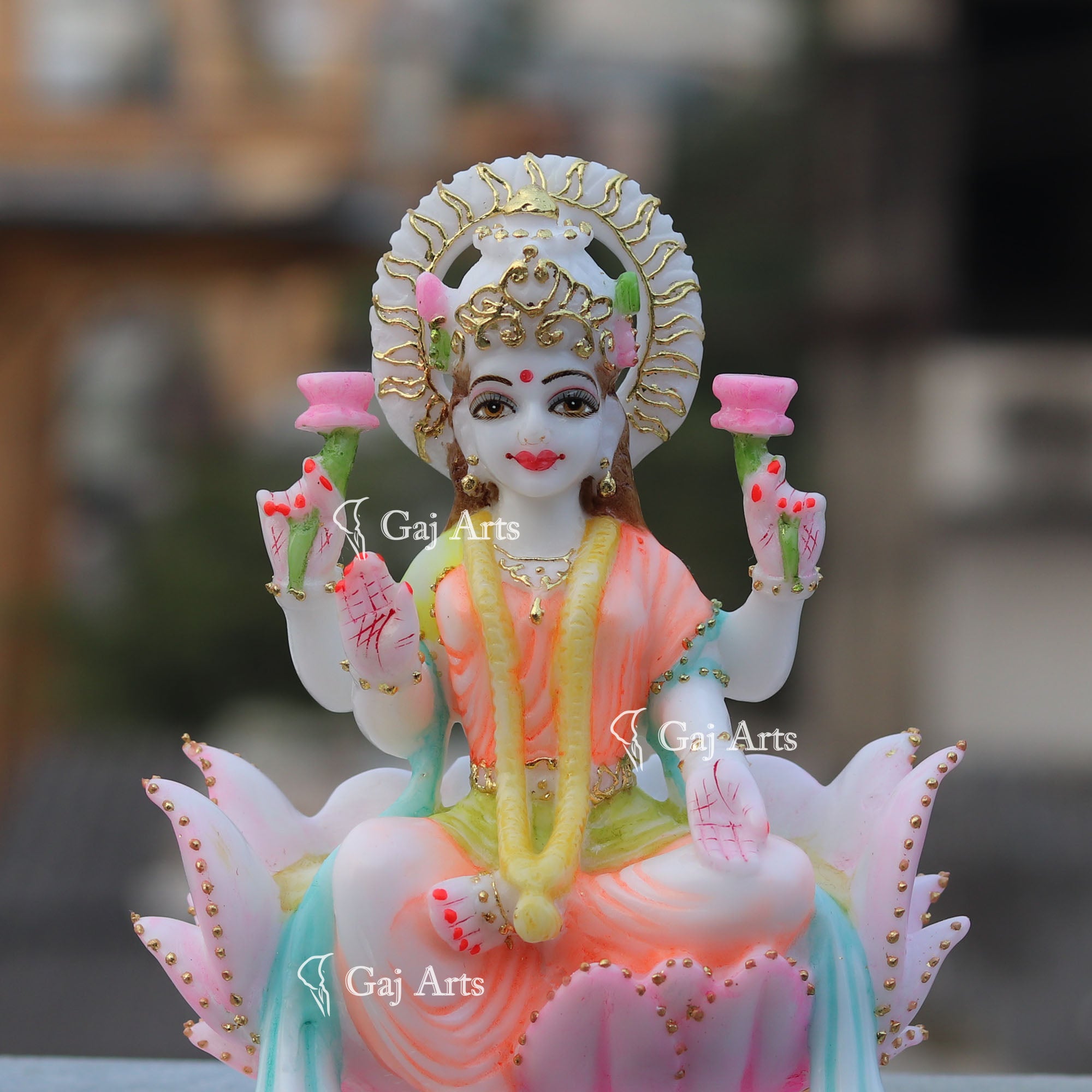 White Marble Laxmi Mata Statue | 9 Inch