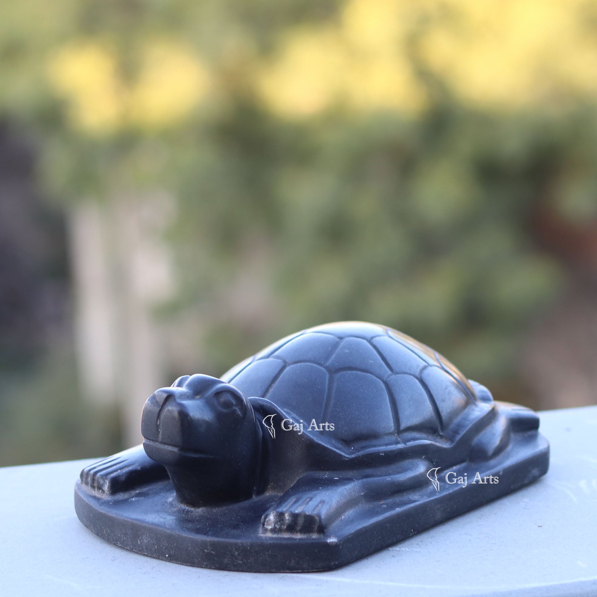 Rajasthan Black Marble Kachua Tortoise Idol | 9 Inch