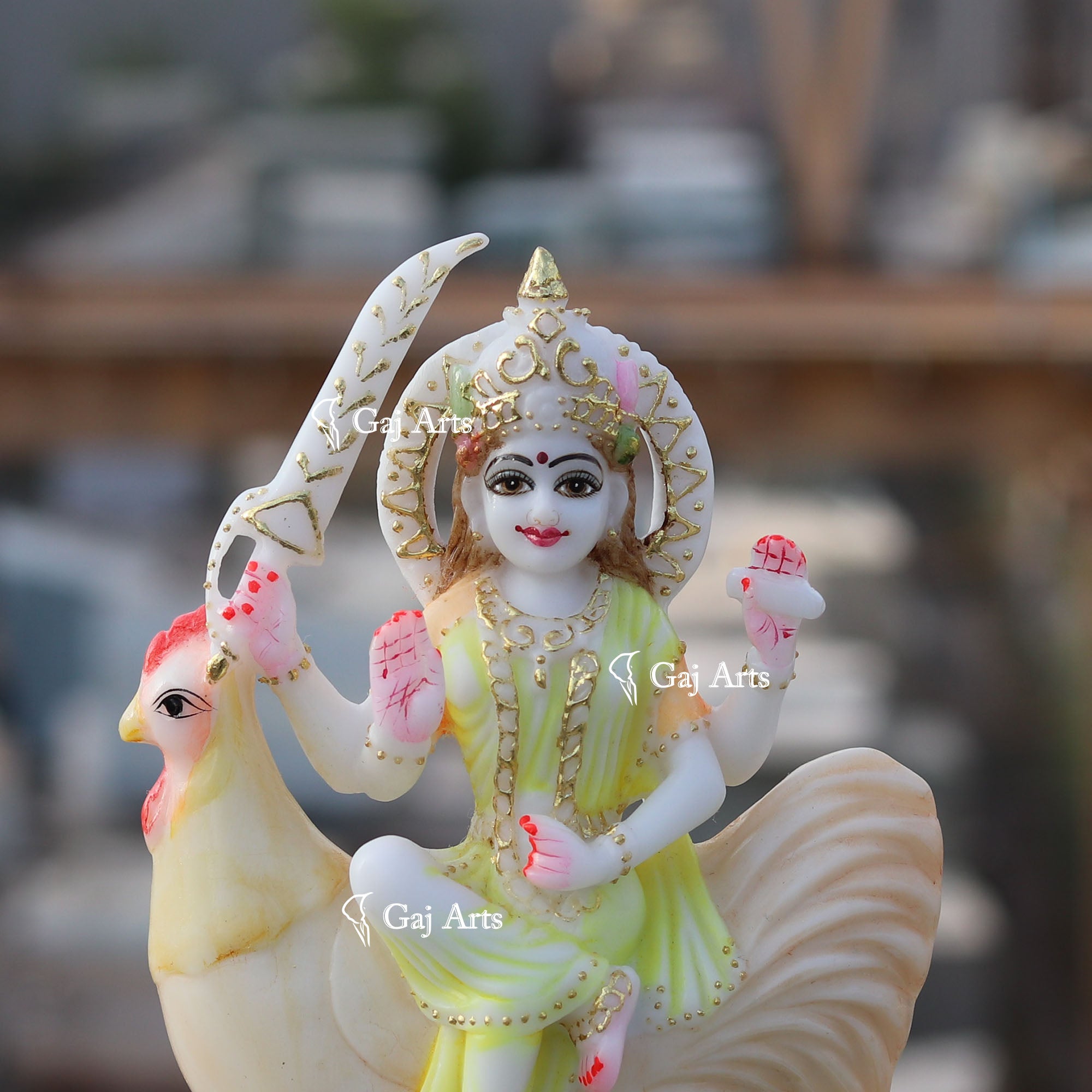White Marble Bahu Charni Mata Idol | 9 Inch