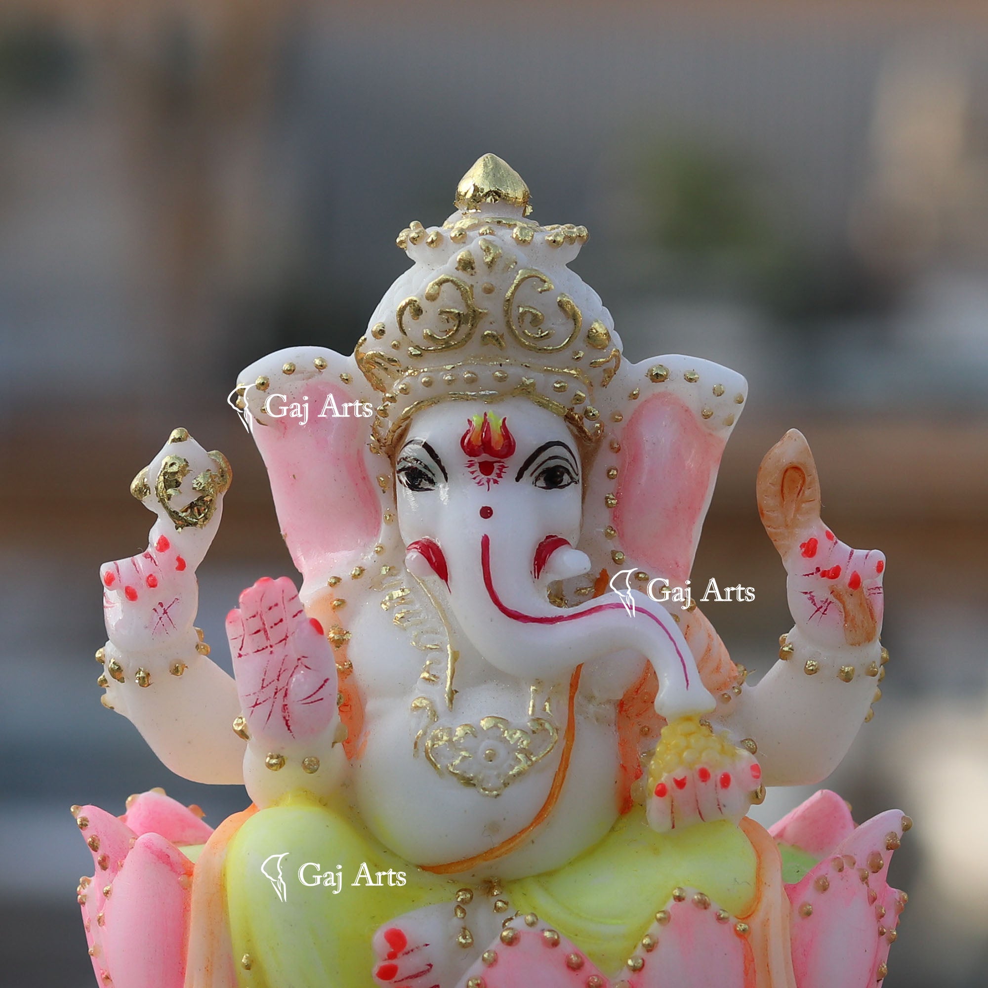 White Marble  Ethiopia Ganesh Murti | 5 Inch