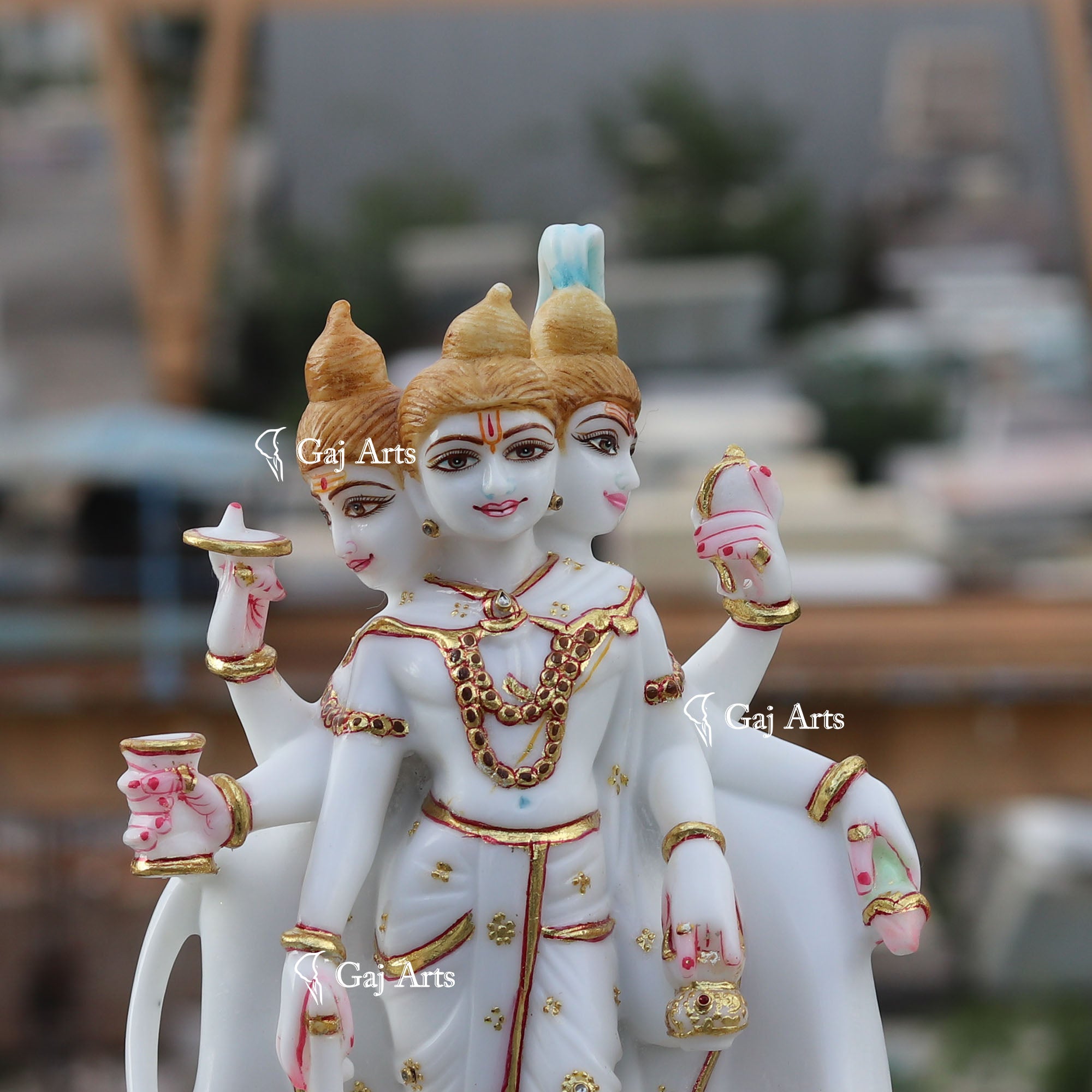 White Marble Ethiopia Dattatreya Idol | 12 Inch