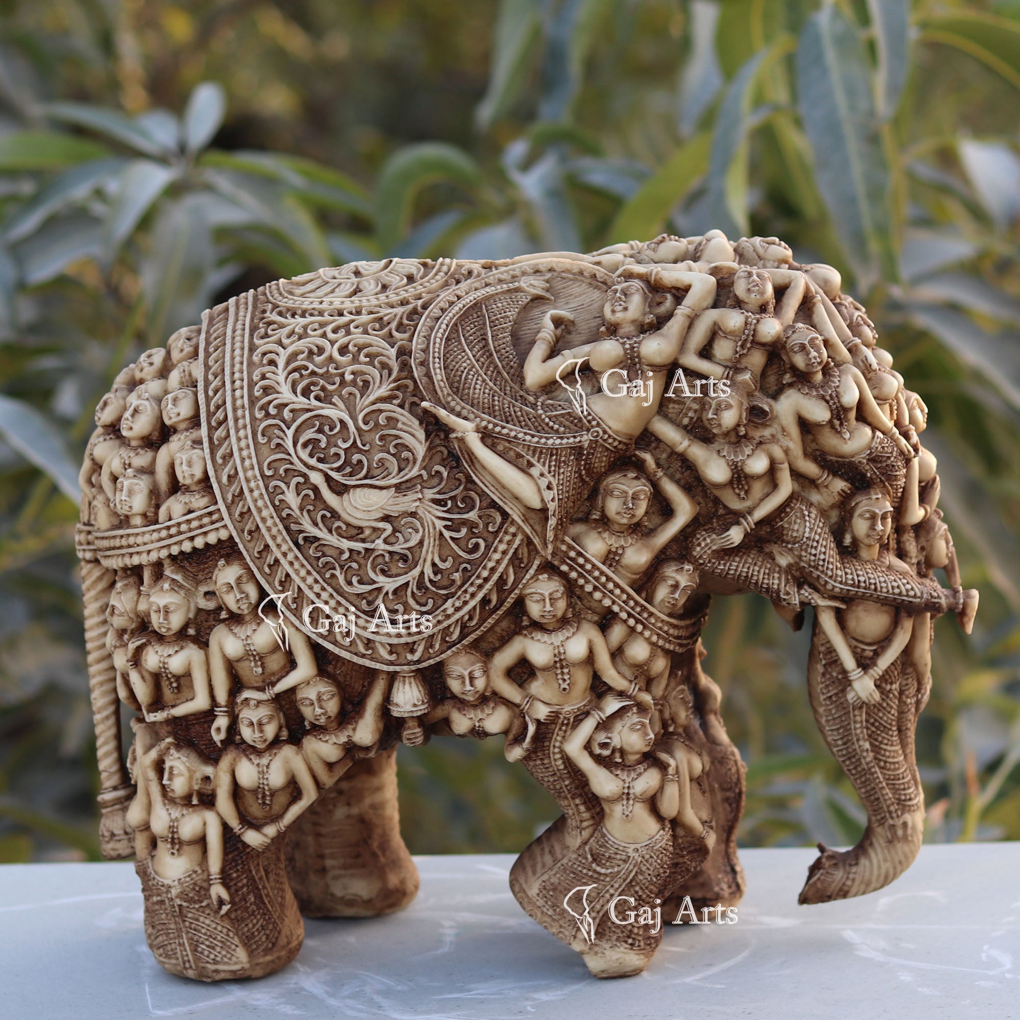 Marble Powder Elephant Statue | 12 Inch