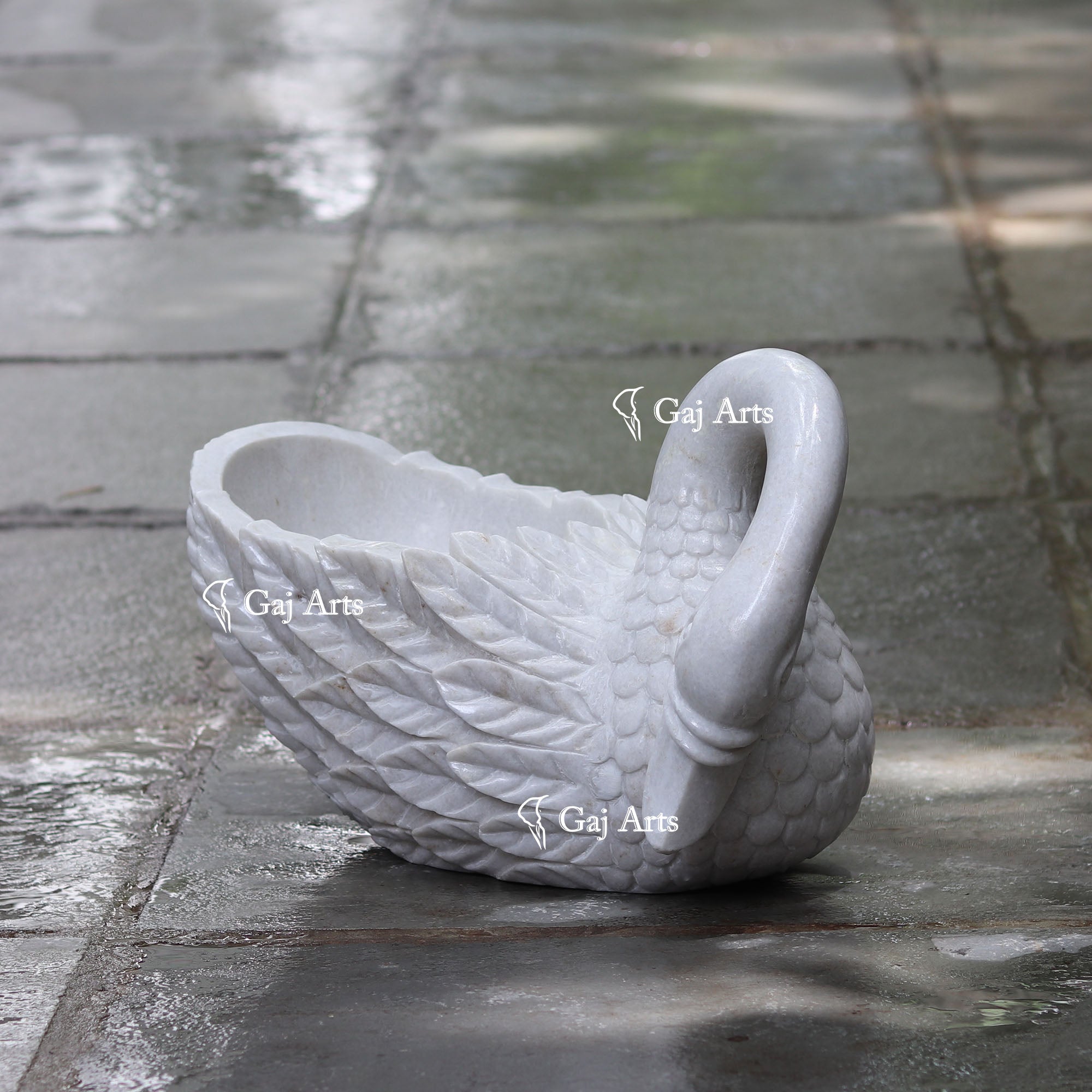 White Marble Decorative Planter | 18 Inch