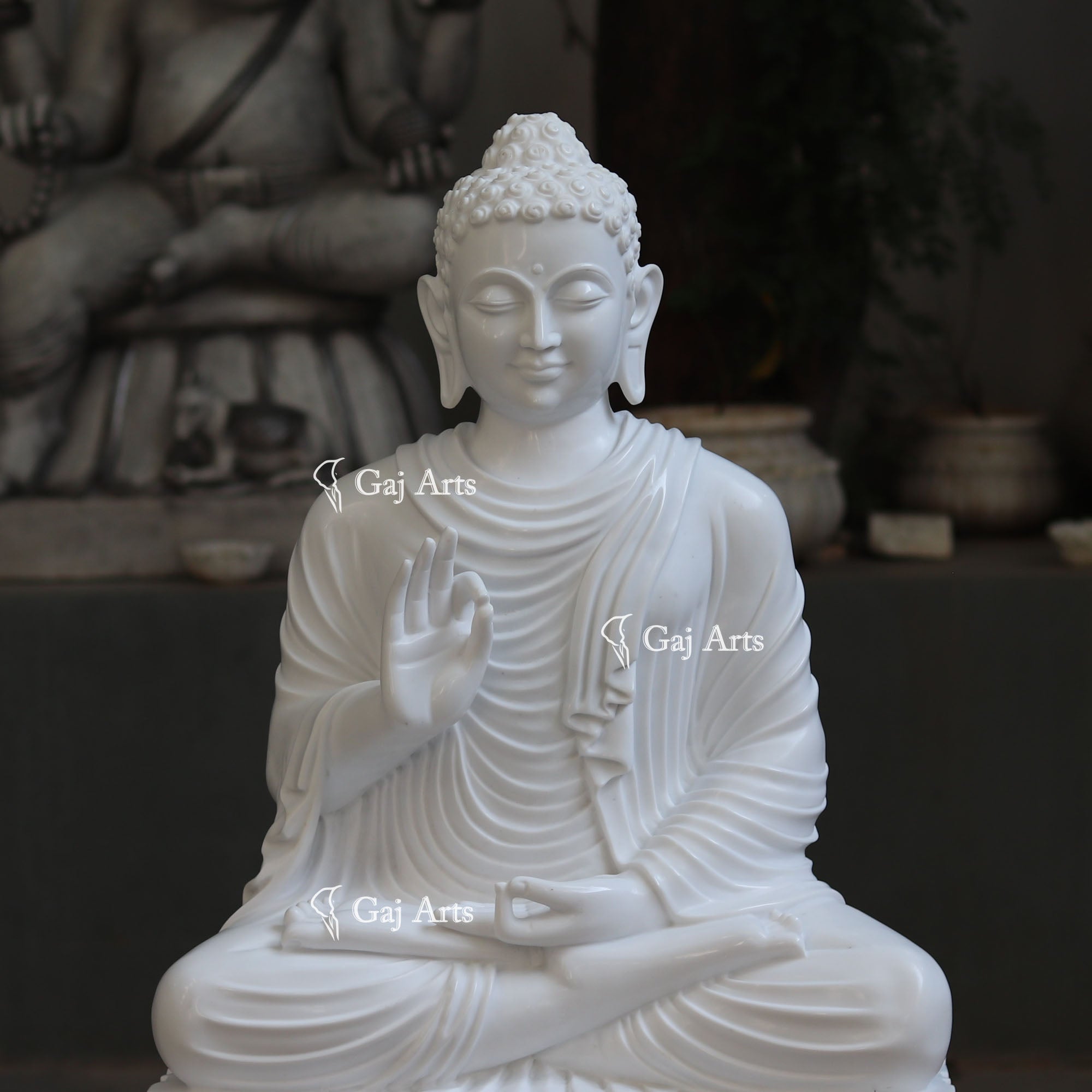 White Marble Buddha Statue | 36 Inch