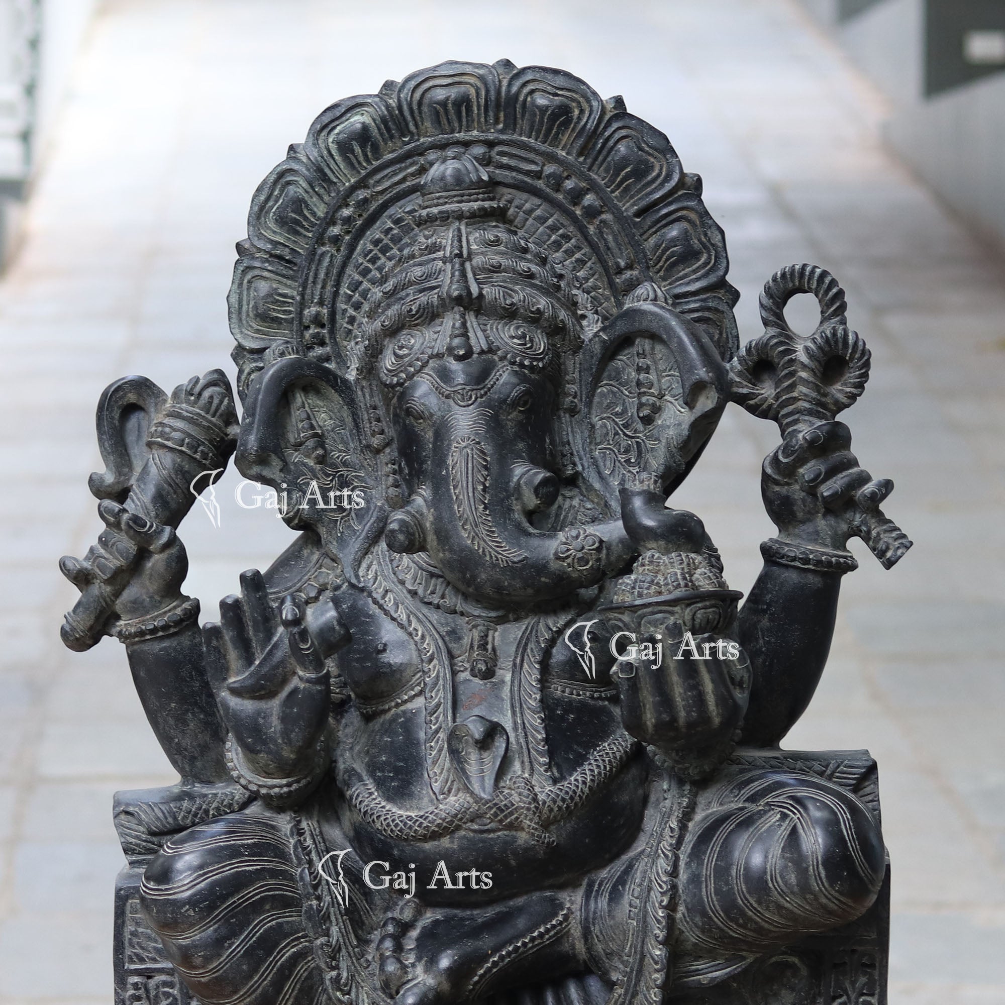 Black Marble Ganesh Statue | 42 Inch