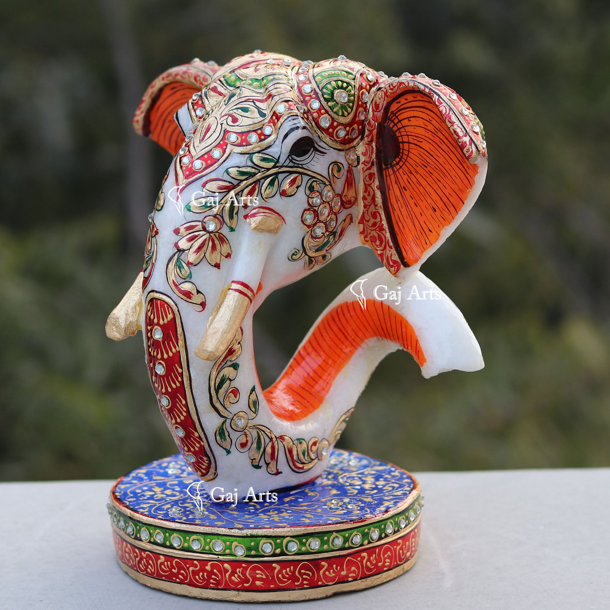 Modern Hand Painted Marble Ganesh Statue | 8 Inch