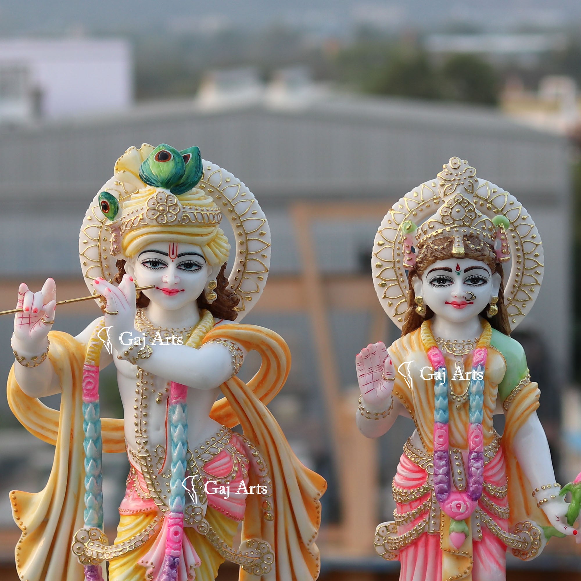 White Marble Ethiopia Radha Krishna Idol | 24 Inch