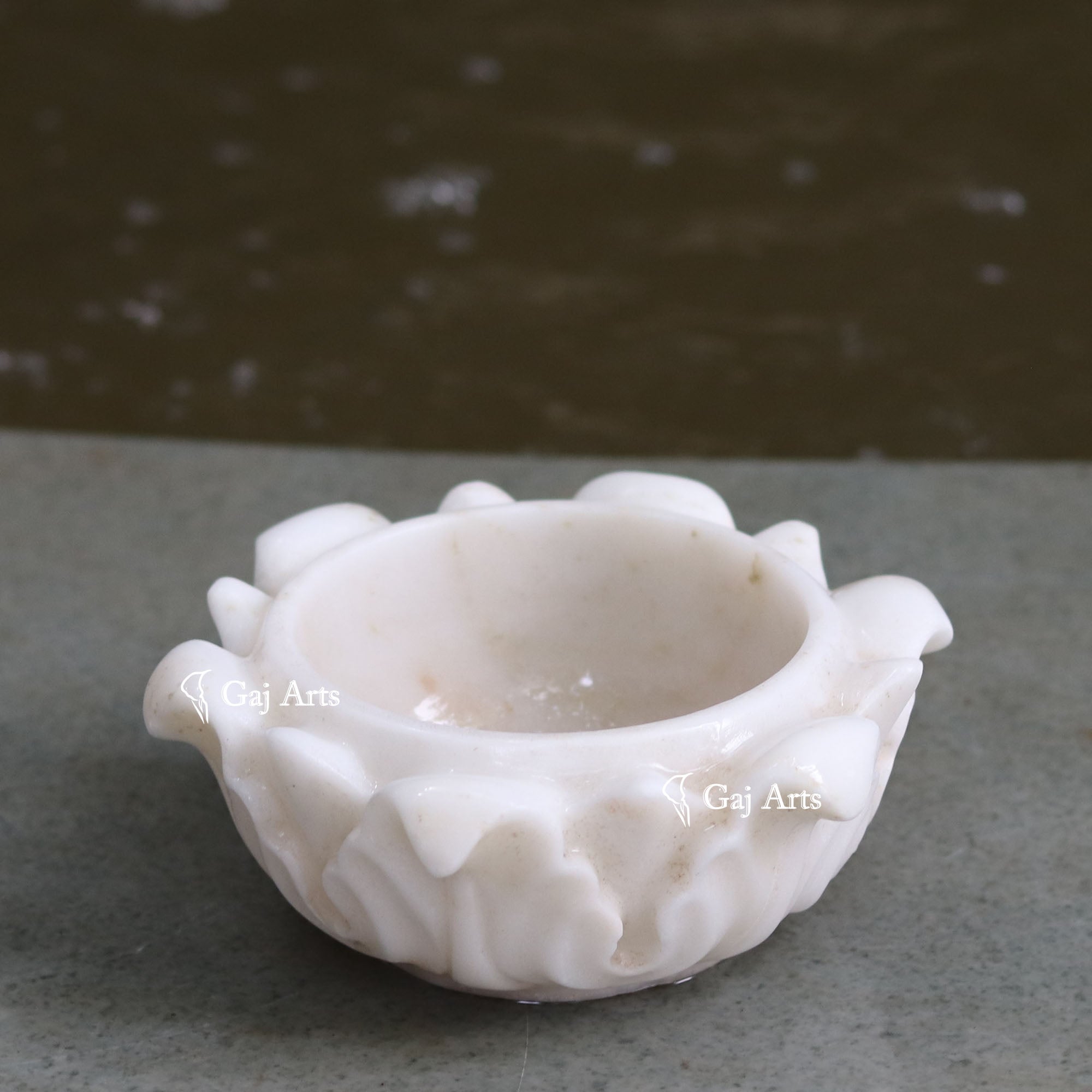 White Marble Carved Flower Bowl | 6 Inch