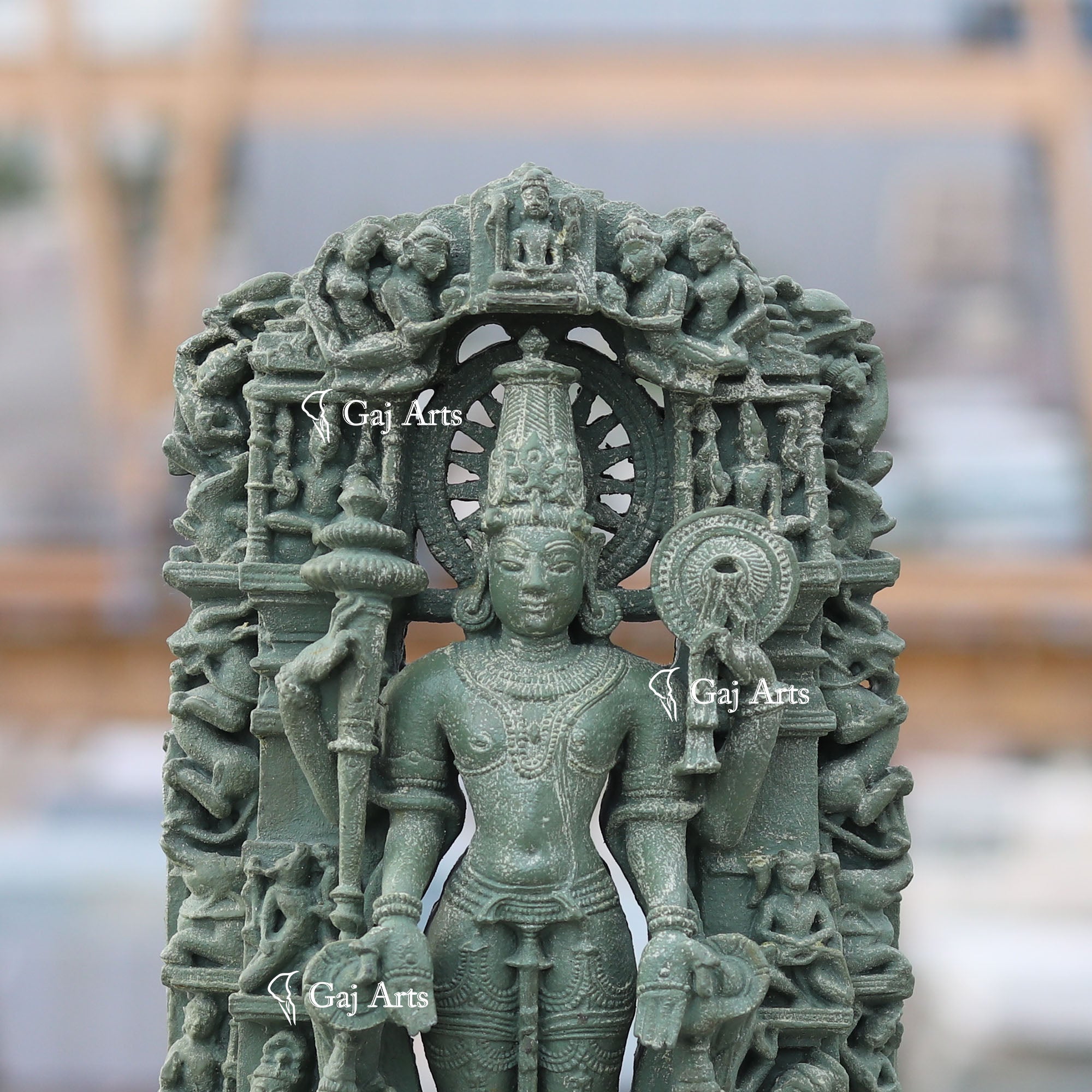 Natural  Green Quartz Vishnu Ji Murti | 12 Inch