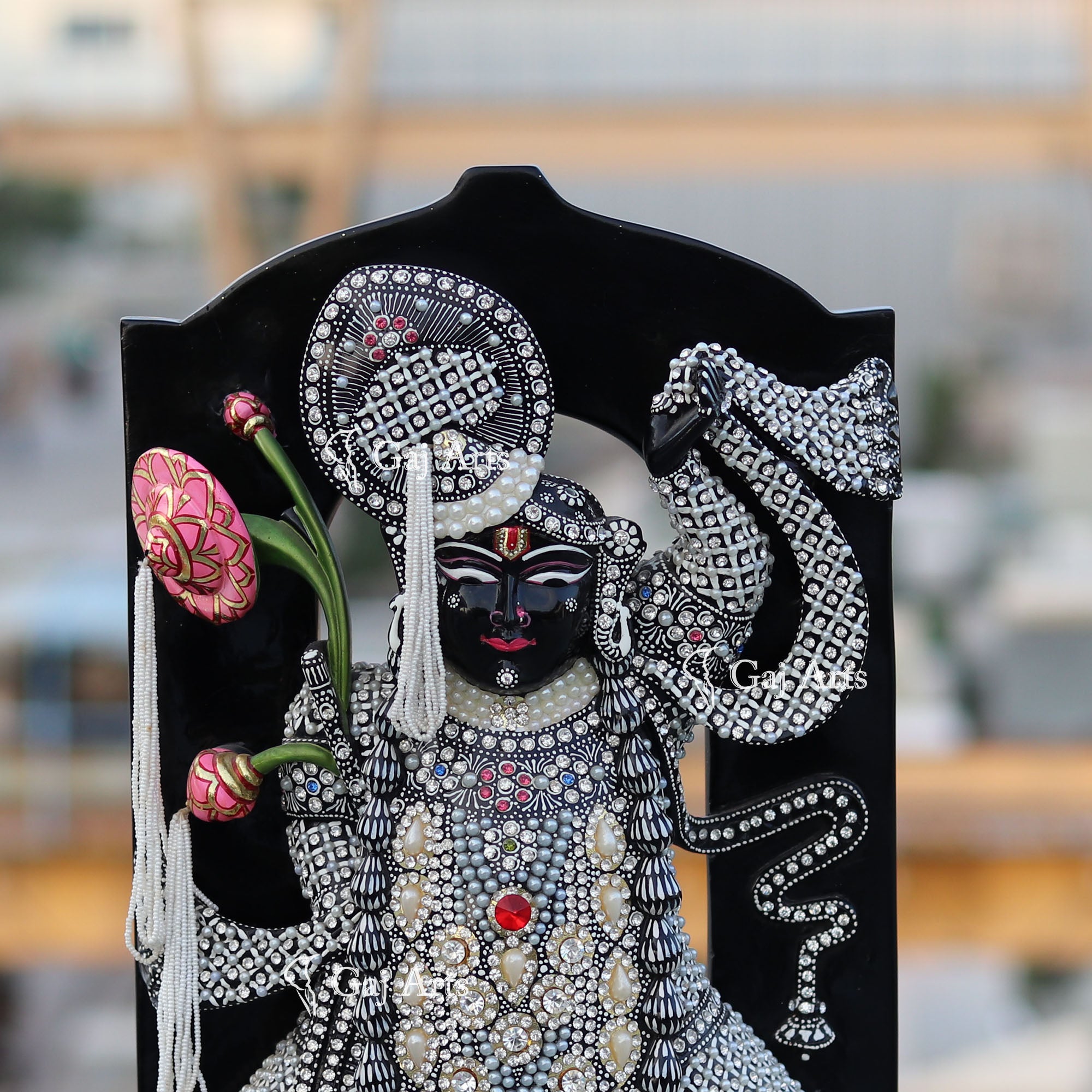 Black Marble Shreenath Ji Statue | 18 Inch