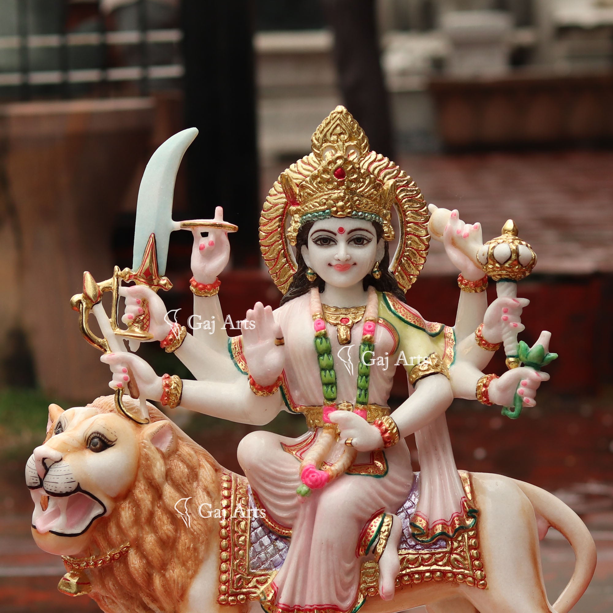 Makrana Marble Durga Mata Idol | 21 Inch