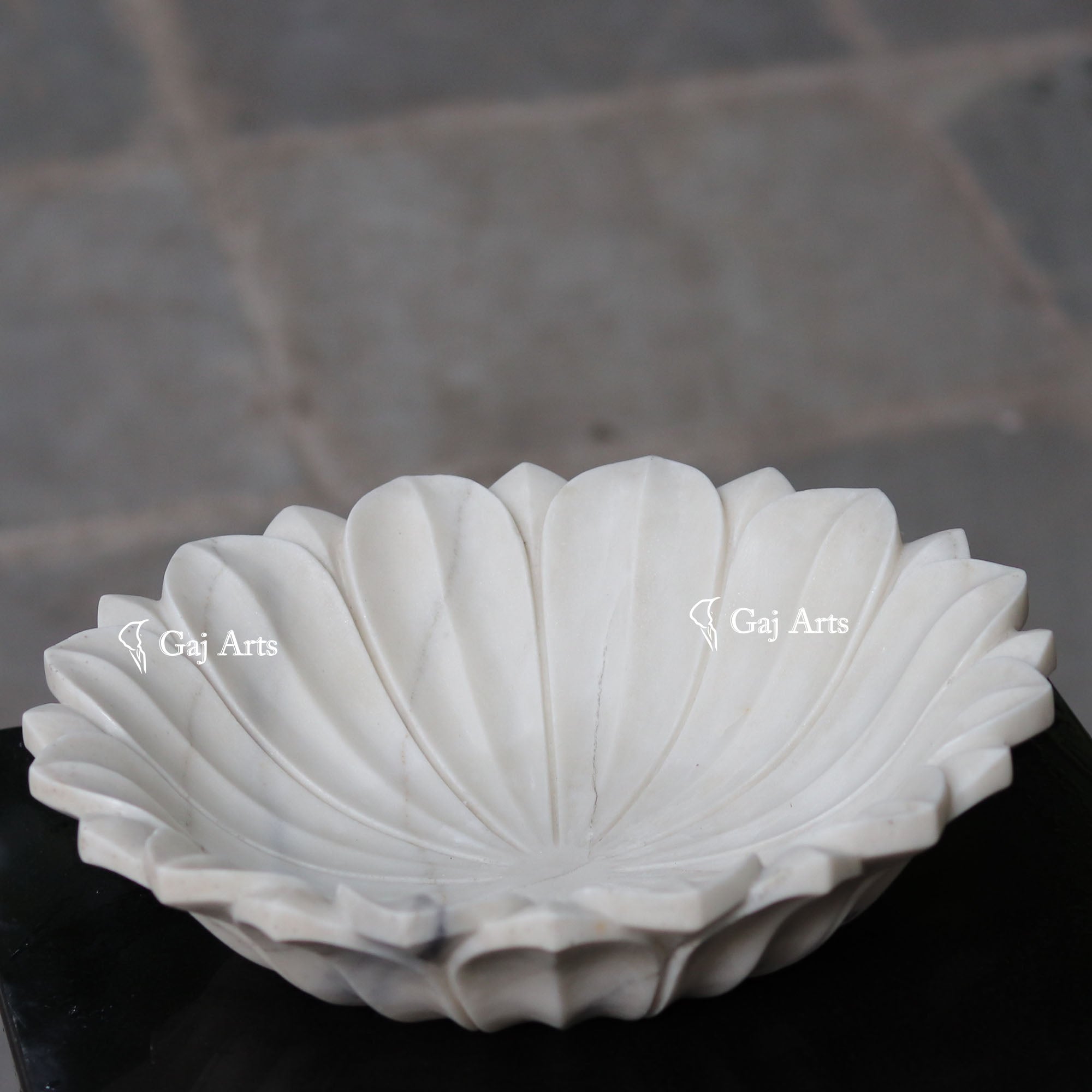 White Marble Royal Floral Bowl | 15 Inch