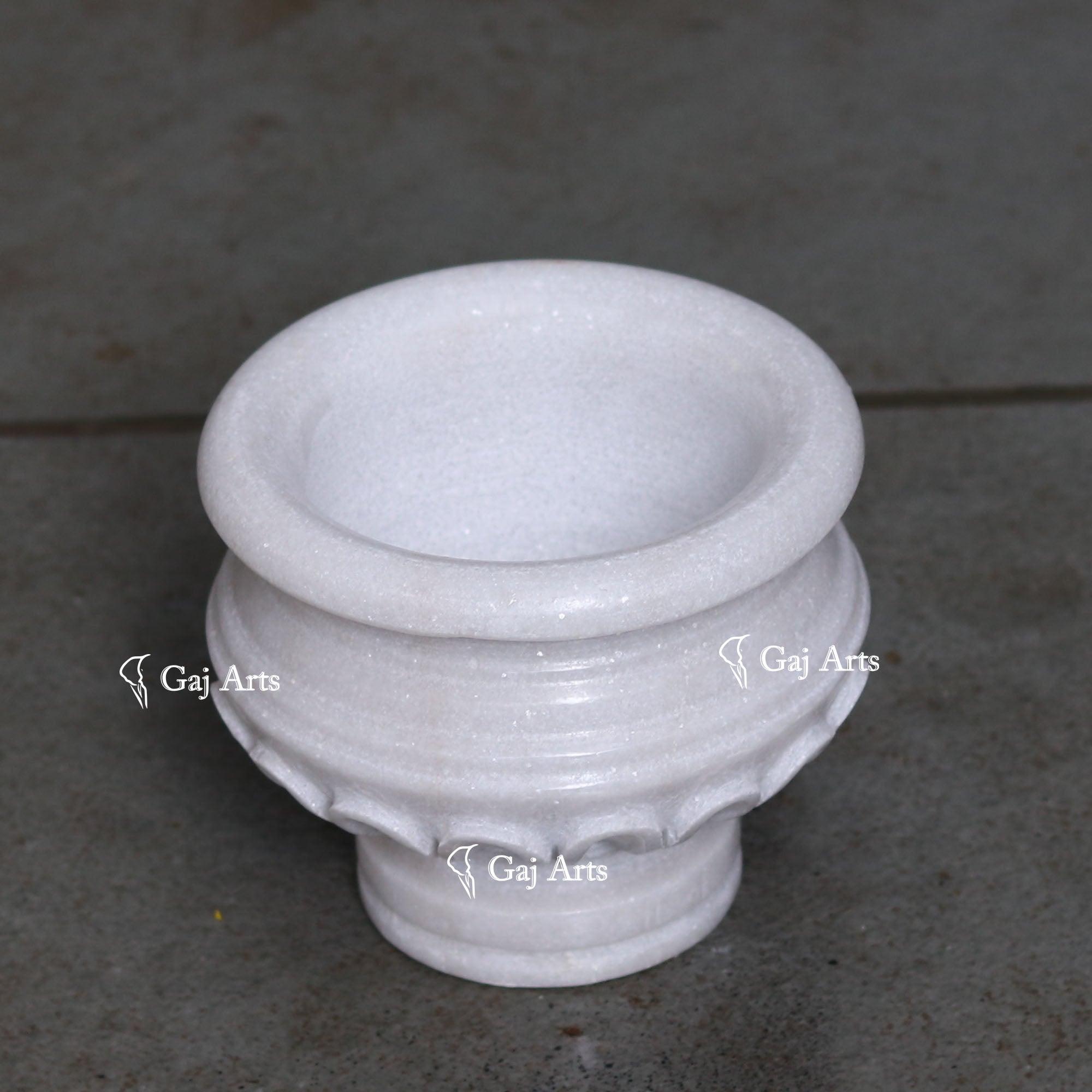 White Marble Artisan Flower Bowl | 7 Inch