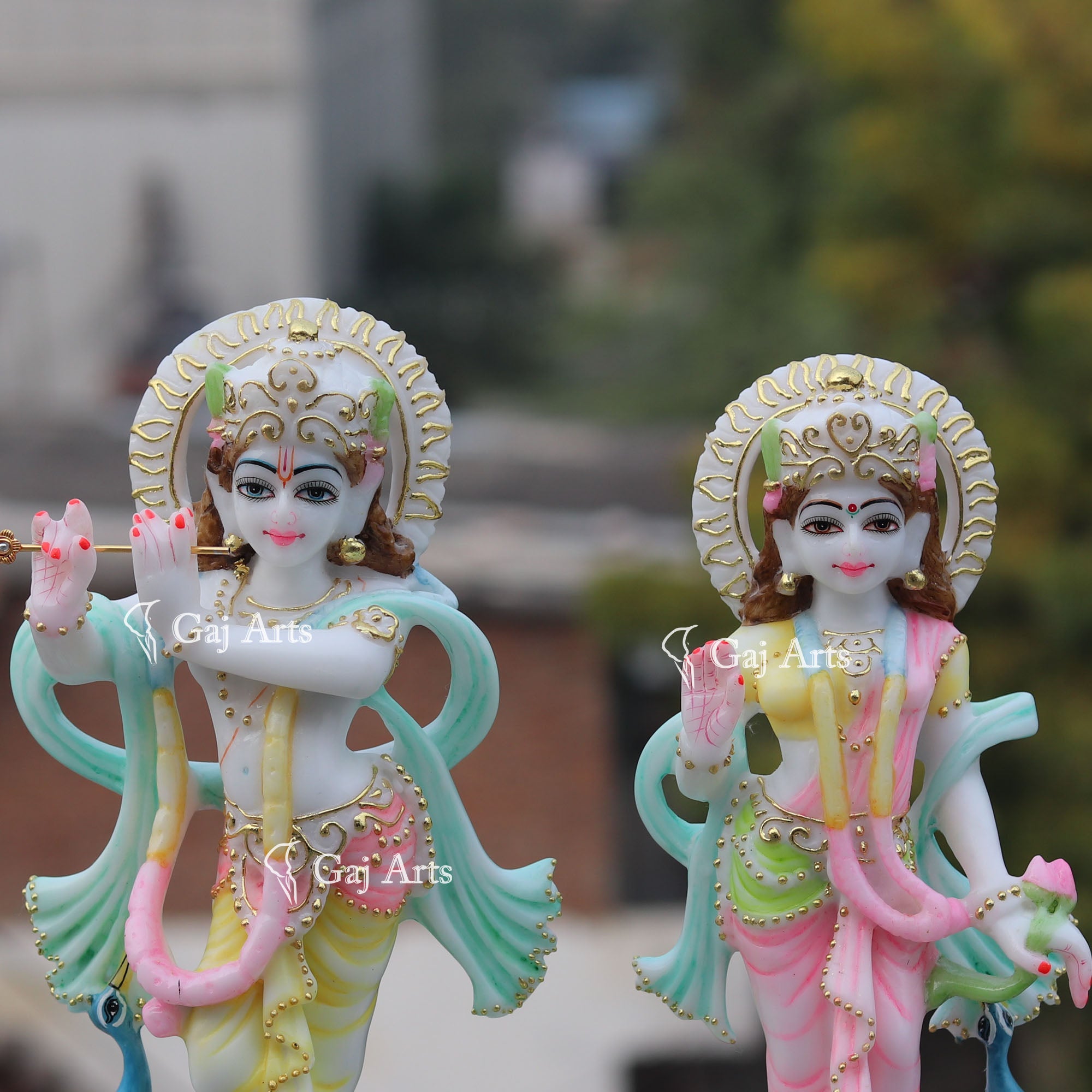 White Marble Radha Krishna Idol | 12 Inch