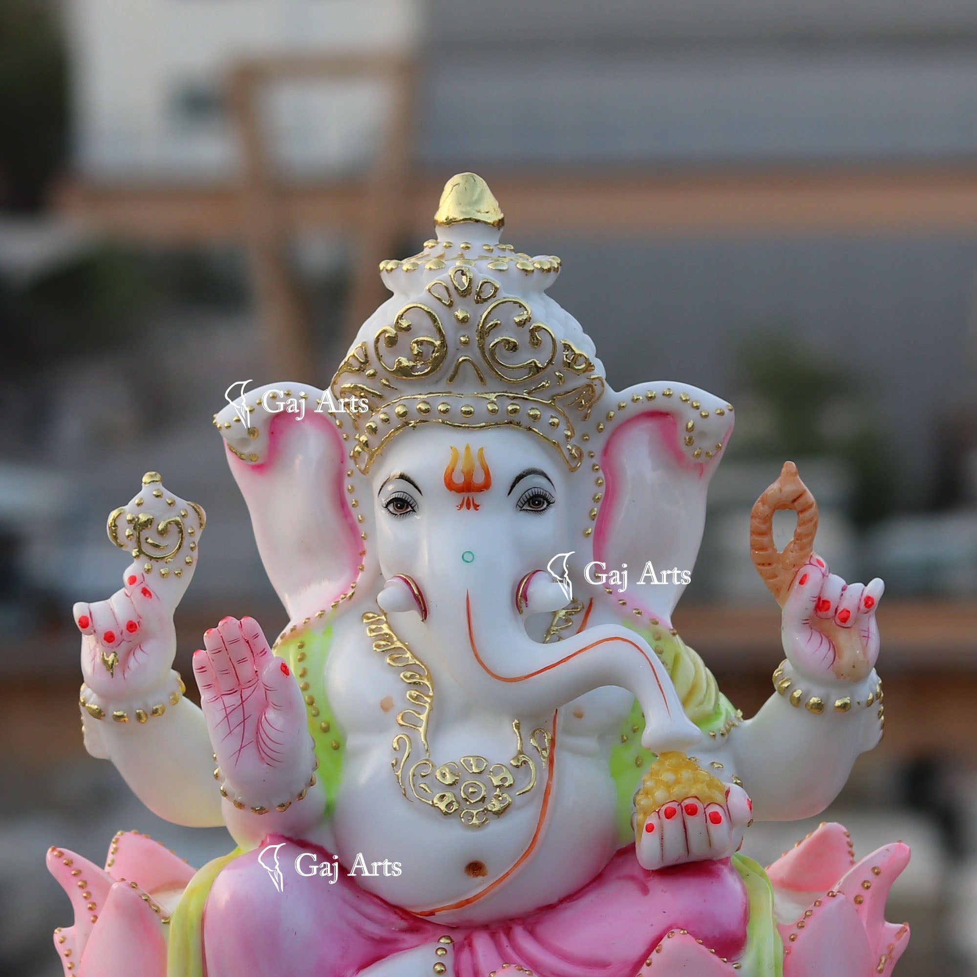 White Marble Ethiopia Ganesh Idol | 15 Inch
