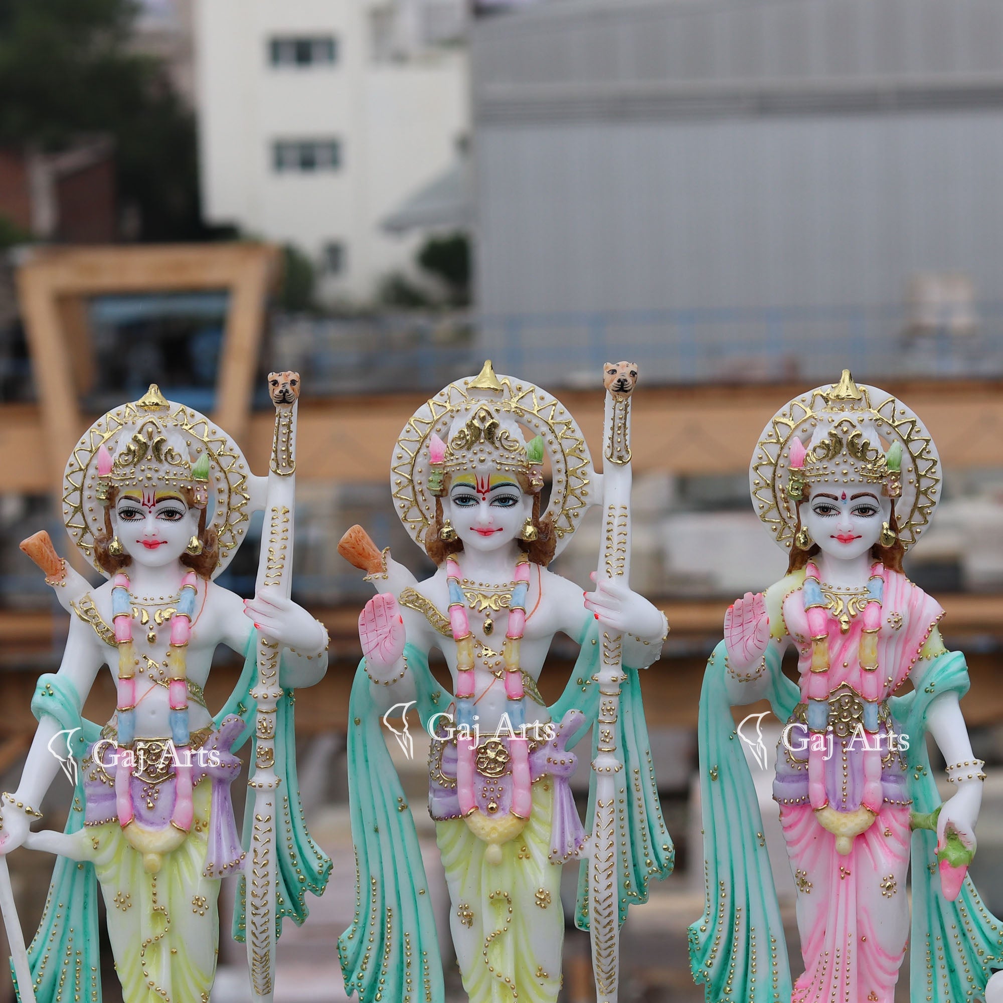 White Marble Ram Jodi Idol | 15 Inch