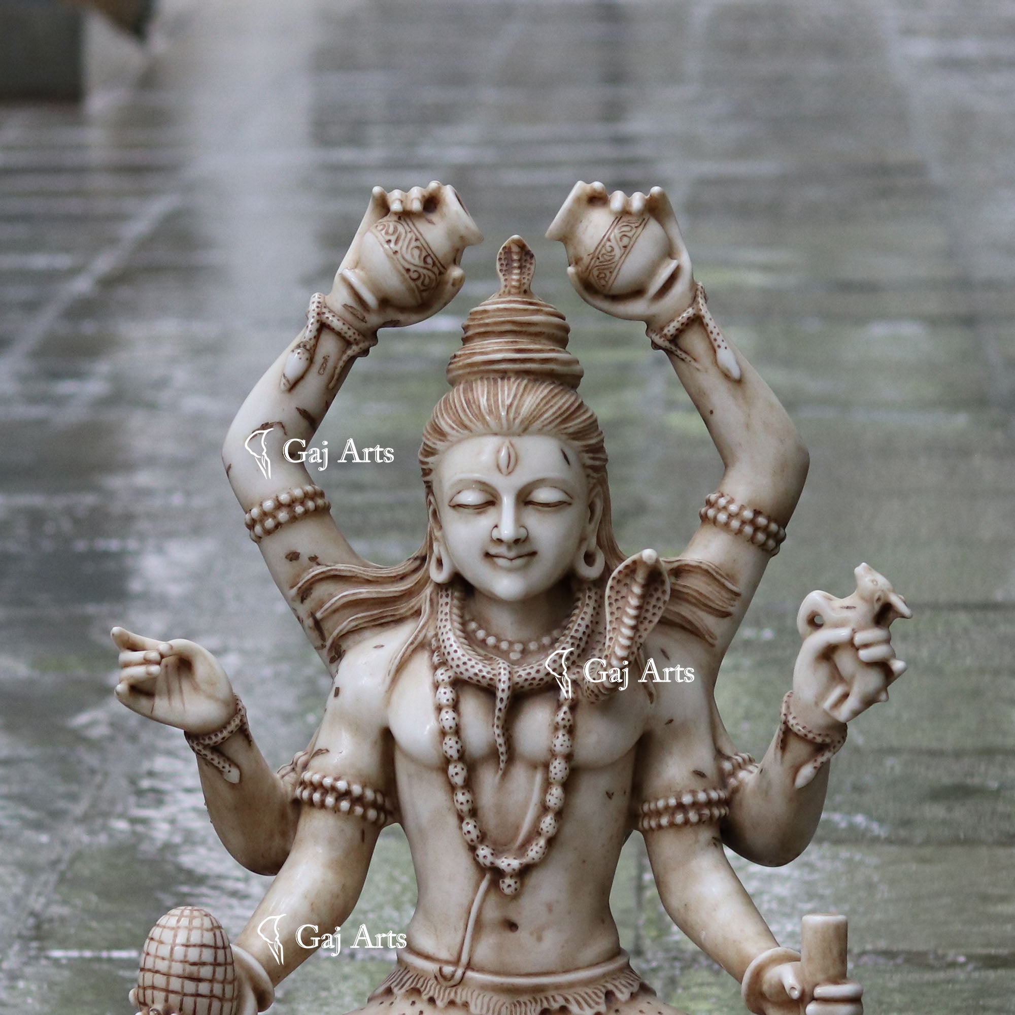 White antique finishing Marble Shiva Statue | 30 Inch