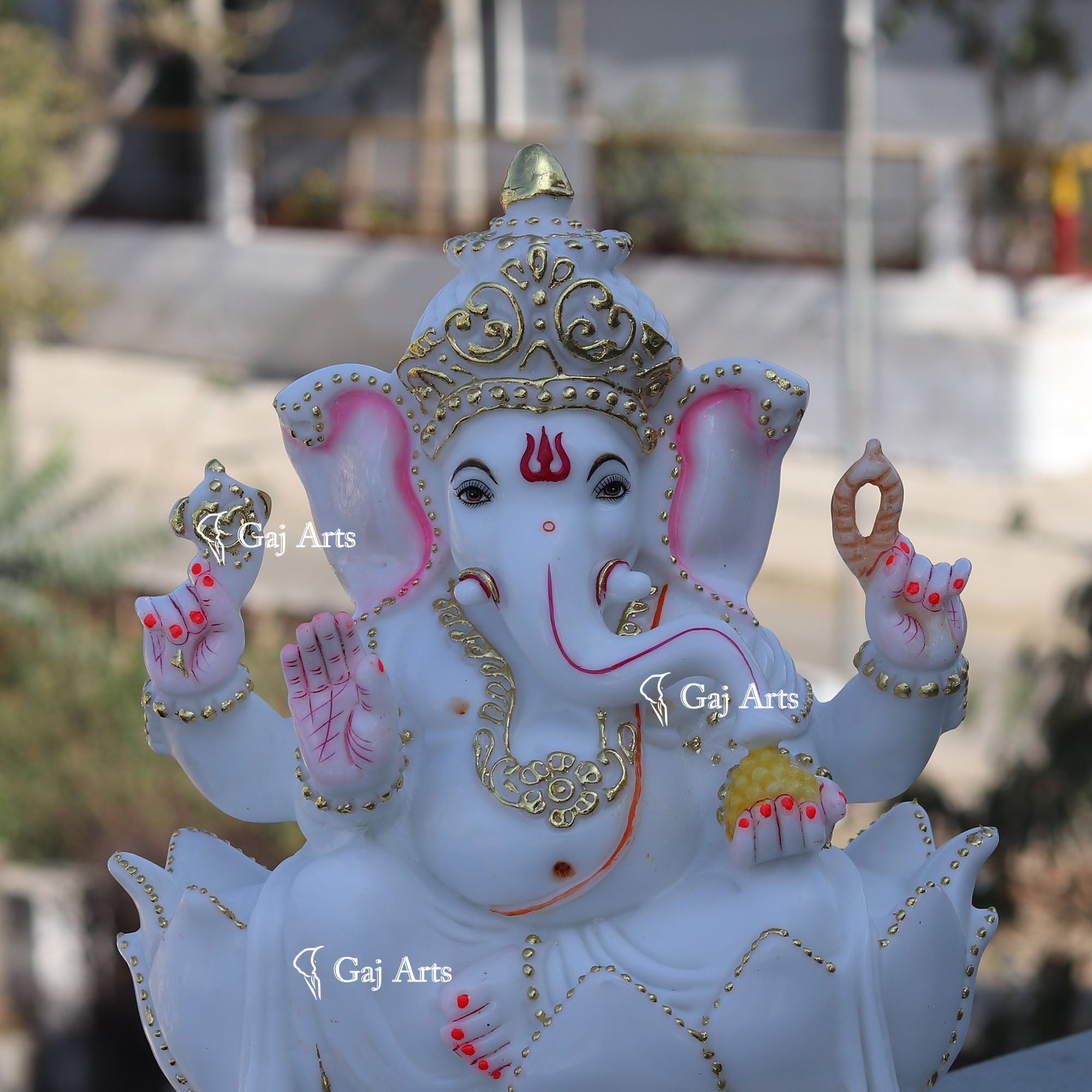 White Marble Ethiopia Ganesh Idol | 15 Inch