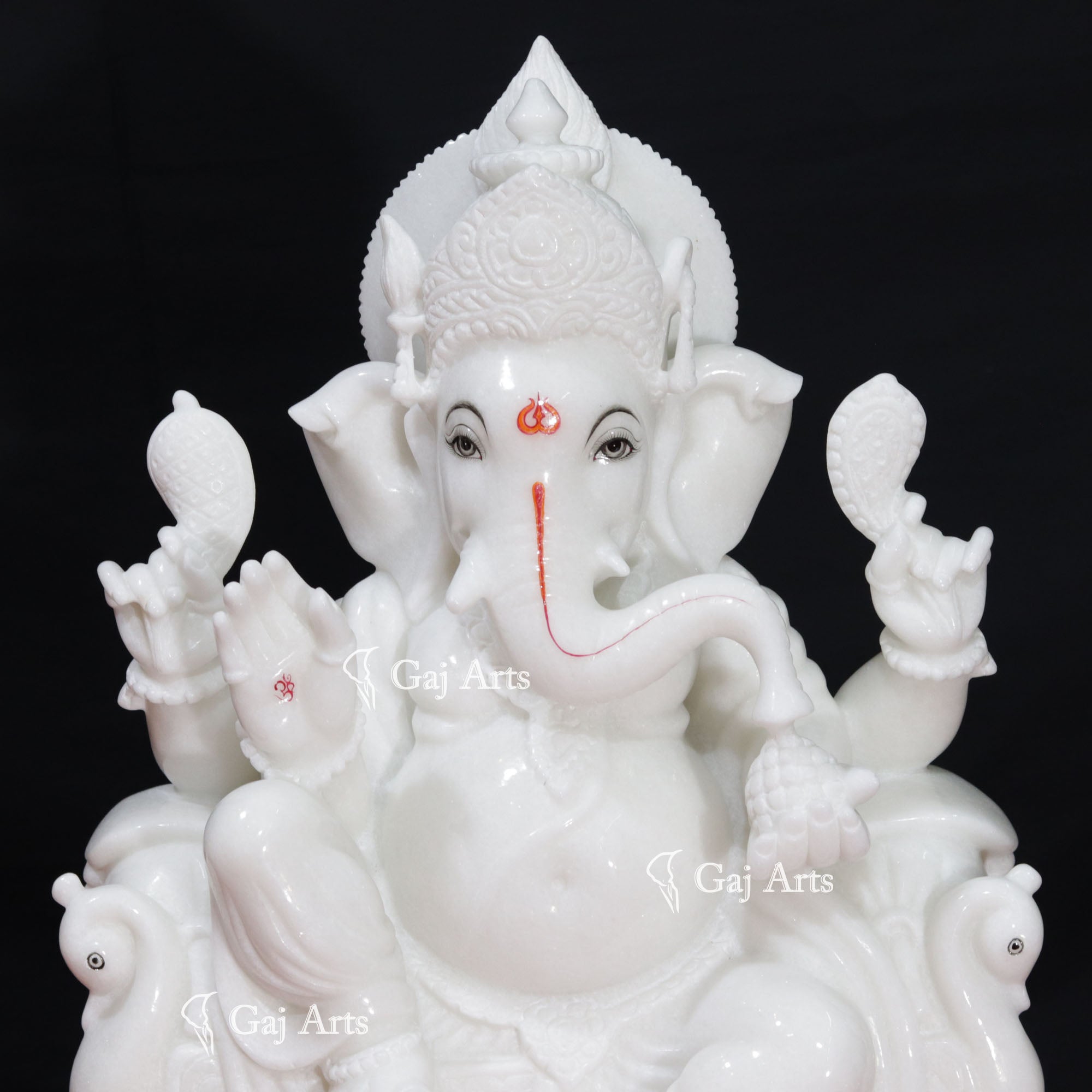 Super White Makrana Marble Ganesh Murti | 24 Inch
