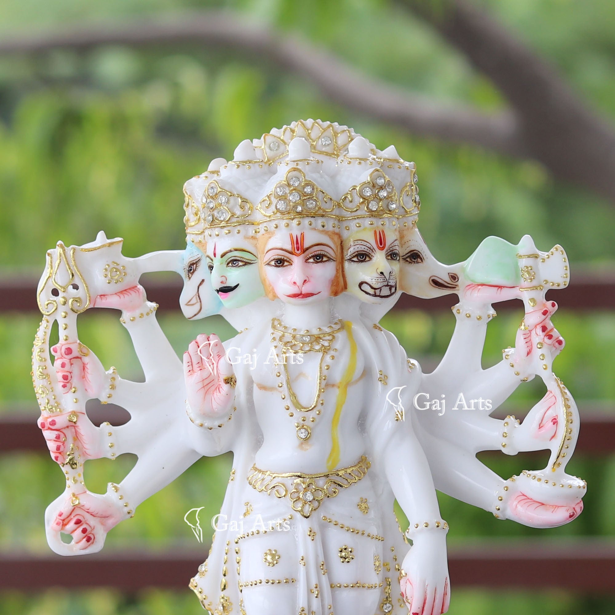 White Marble Panchmukhi Hanuman Ji Idol | 12 Inch