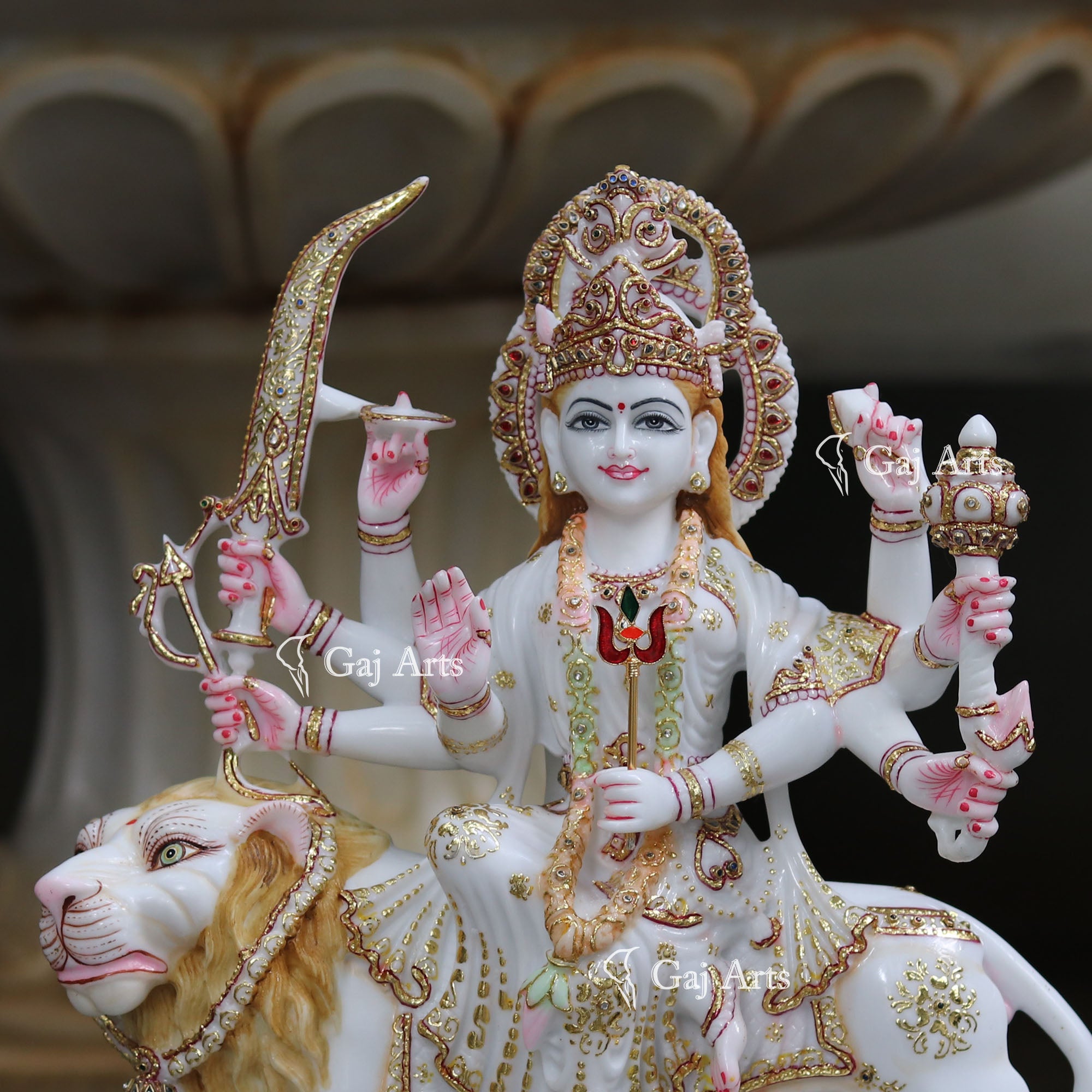 Marble Durga Mata Idol | 18 Inch