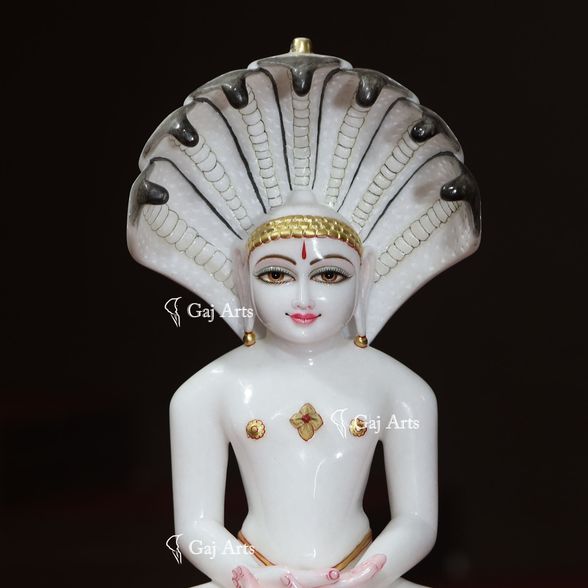 White Makrana Marble Parshwanath Idol | 17 Inch