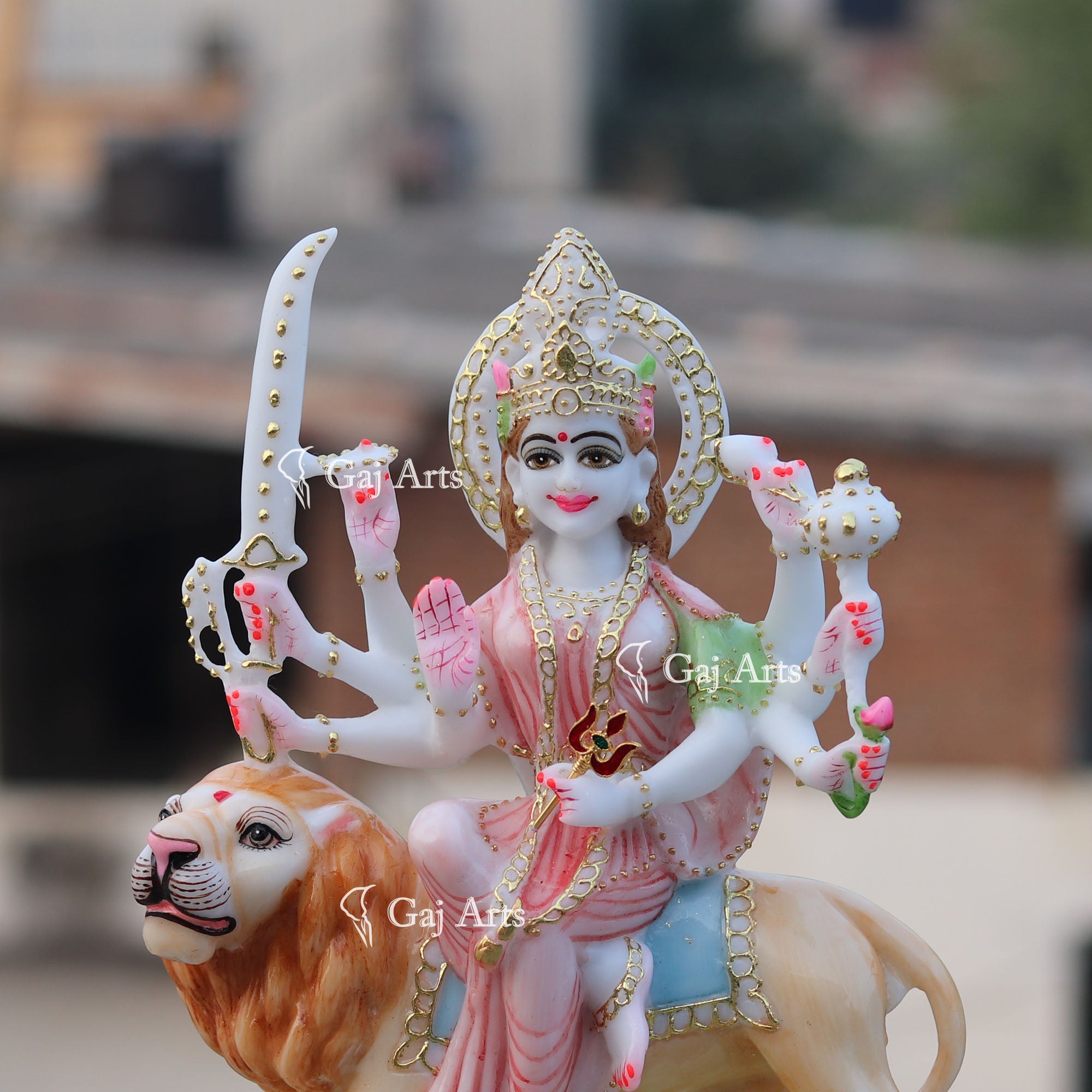 White Marble Durga Maa Idol | 12 Inch